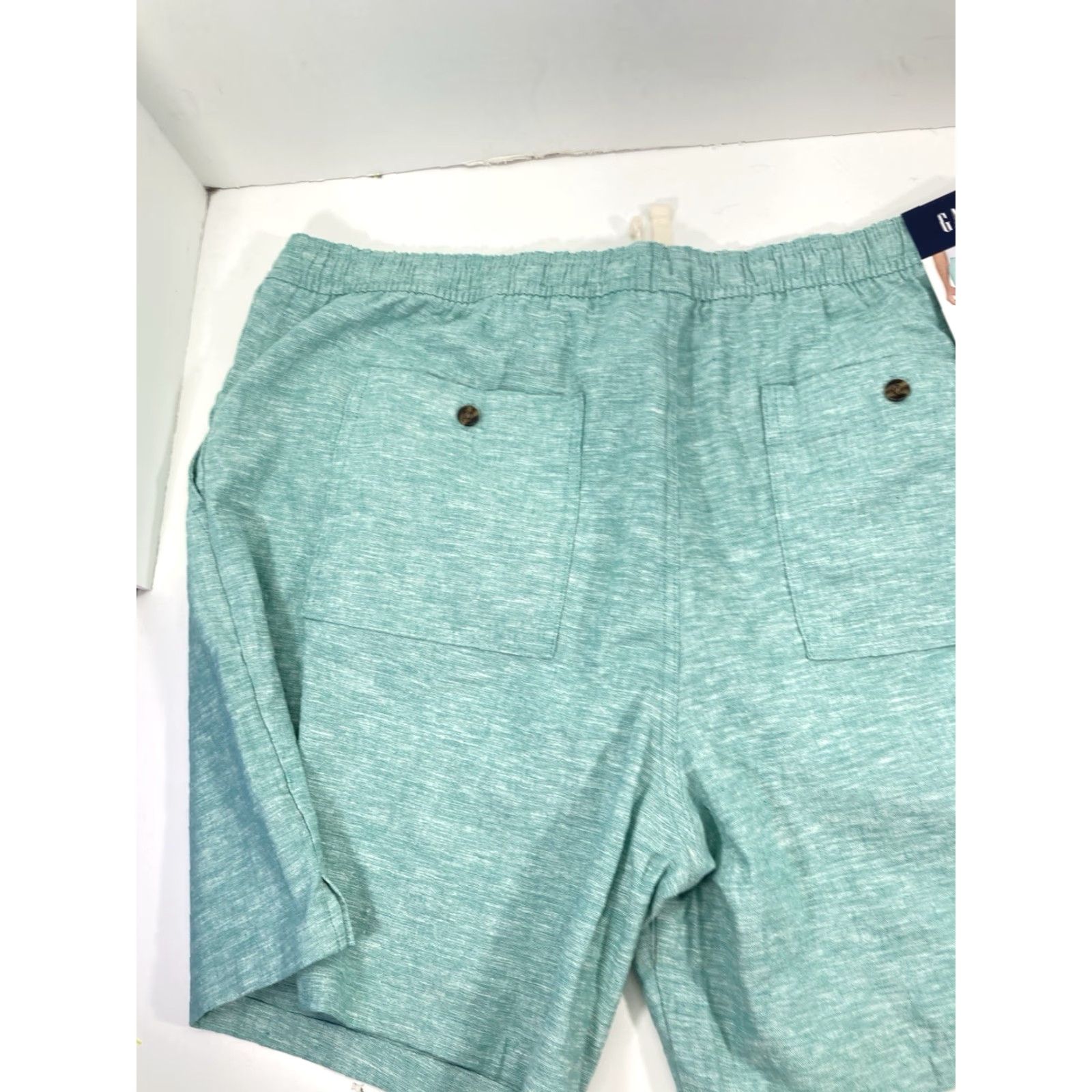 Gap VINTAGE? (No) Gap Linen Pull On Shorts Men 2XL 42X10 Green Elastic Waist Drawstring Pockets Shirt? Size US 39 - 3 Thumbnail