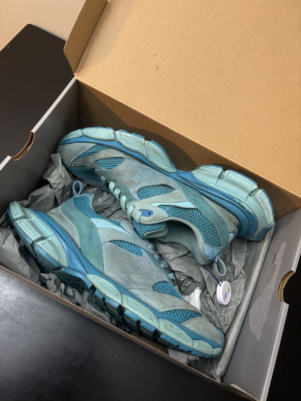 Balenciaga Balenciaga 3XL Suede Mesh Sneakers Teal Blue Size US 13 / EU 46 - 10 Thumbnail
