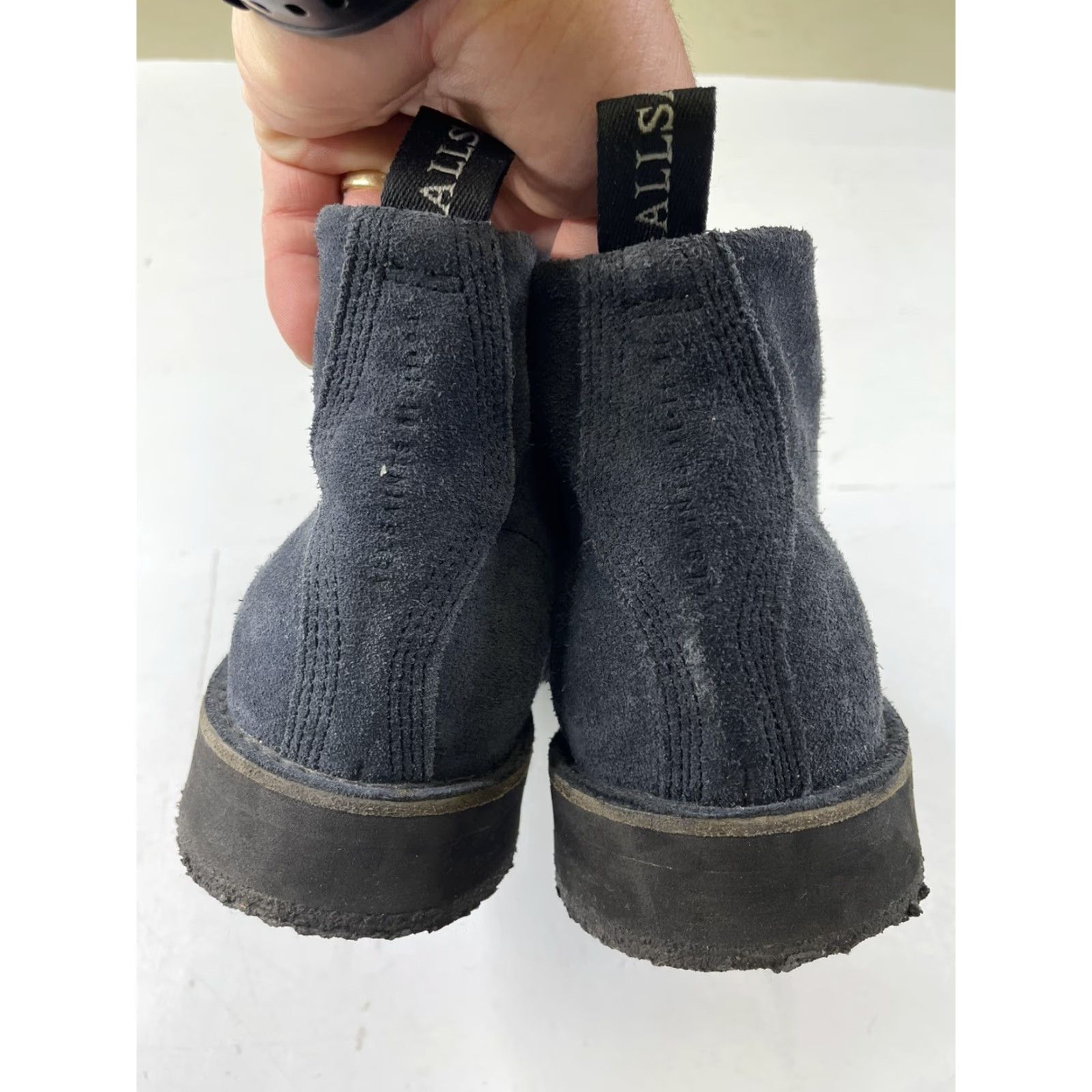 Allsaints AllSaints Men Boots Chukka Suede Lace Up Navy Blue 9US 42EU Ankle Shaft Solid Pattern Leather Insole Modern Vintage: No Size US 9 / EU 42 - 7 Thumbnail