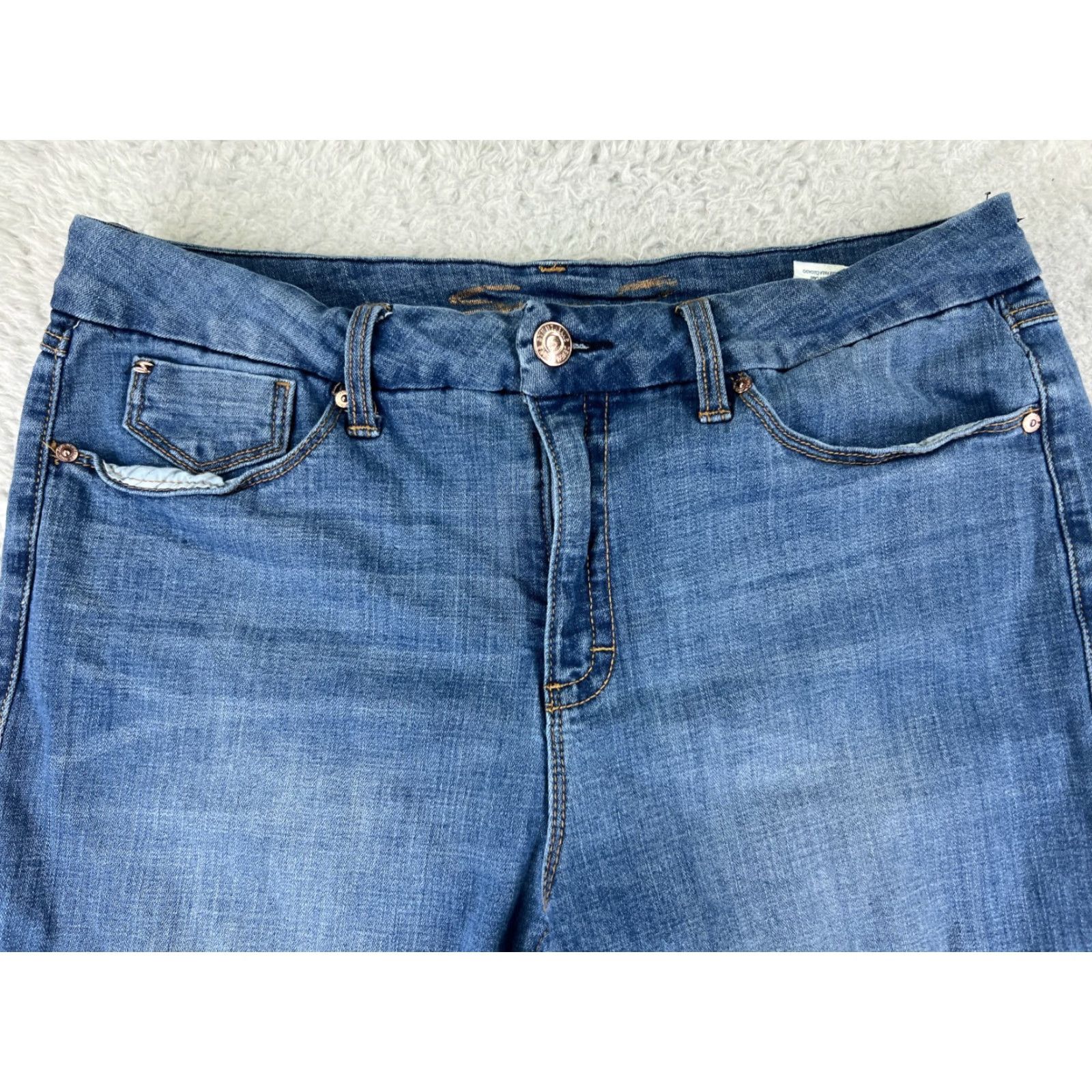 Vintage Seven7 Jeans Women 16 Blue Denim Distressed Tummyless High Rise Skinny Size 38" / US 16 / IT 52 - 4 Thumbnail
