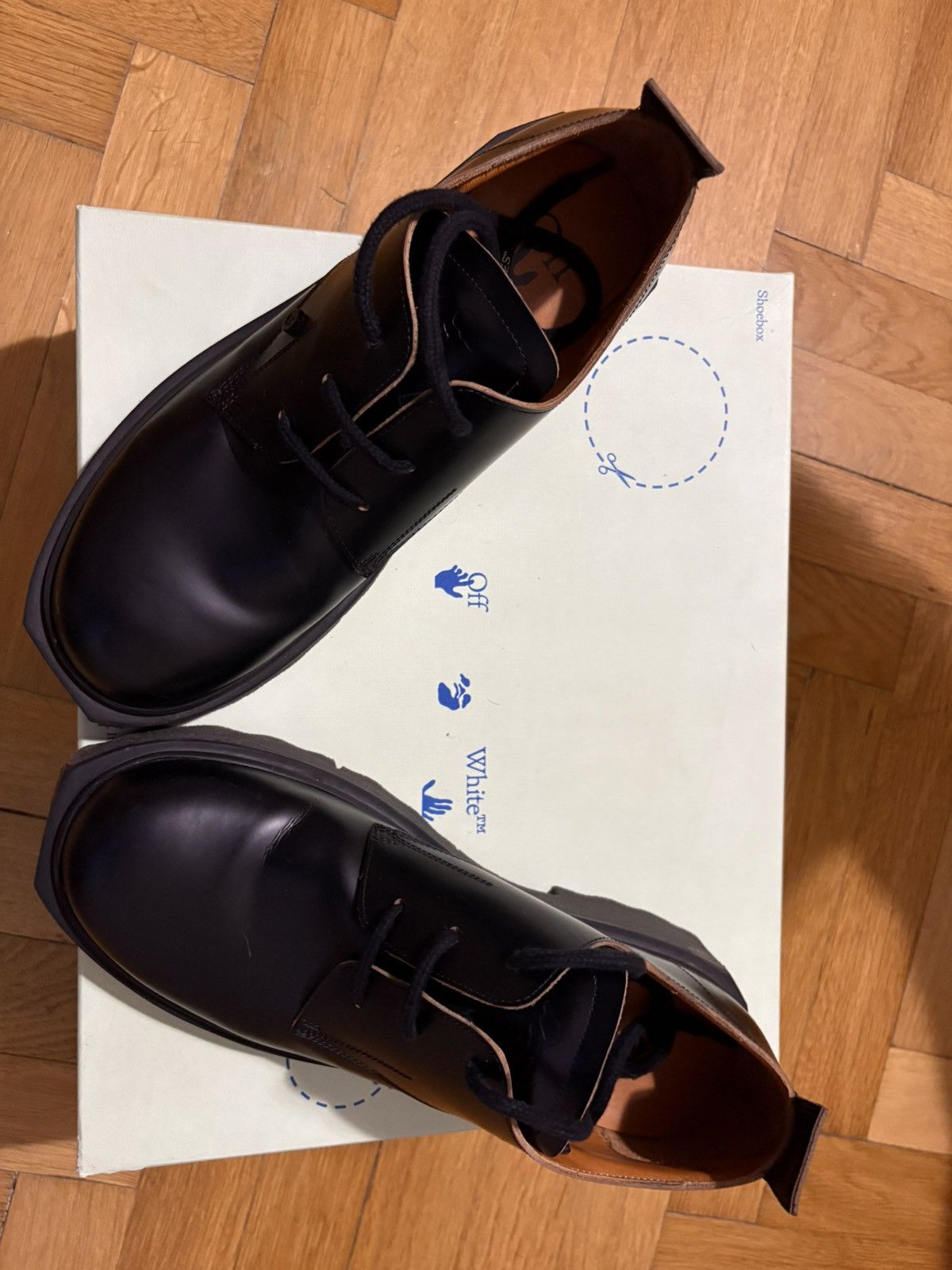Off-White Black Leather Spongesole Derby Shoes Size US 10 / EU 43 - 18 Thumbnail
