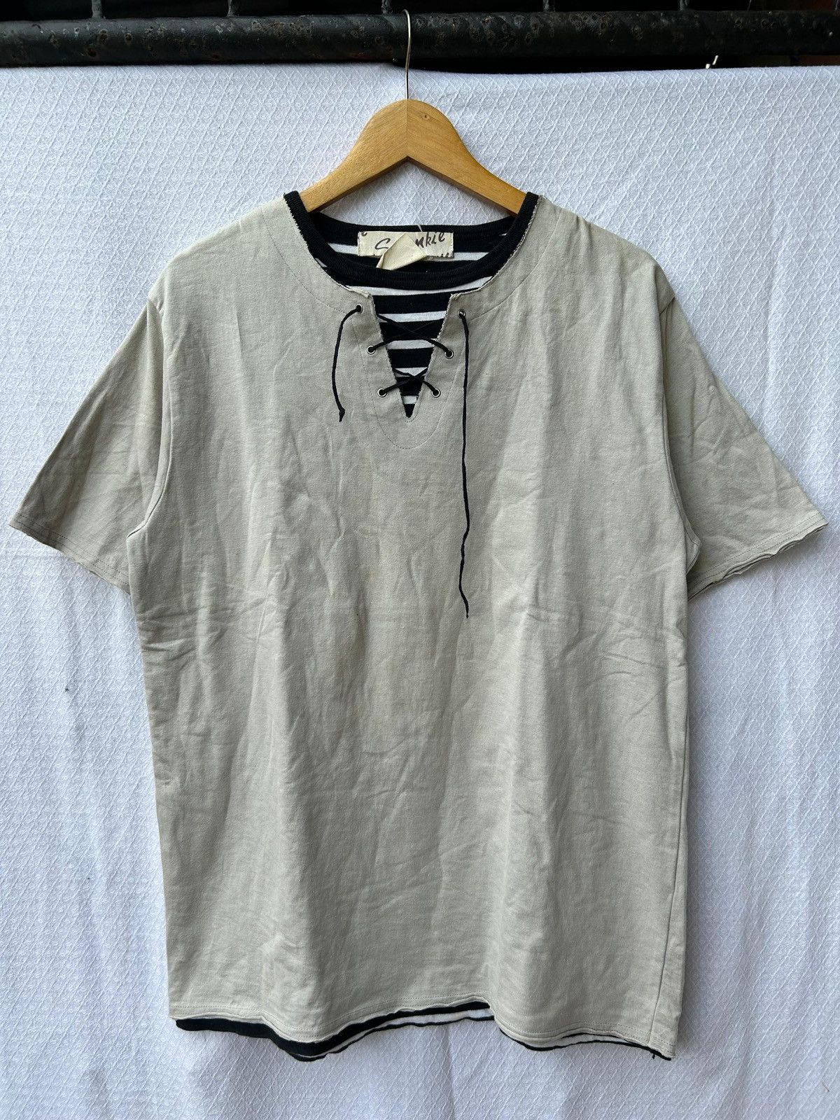 Japanese Brand Double Layer Spunkie Laces Style Stripe Shirt Size US L / EU 52-54 / 3 - 1 Thumbnail