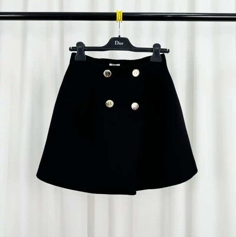 Miu Miu Miu Miu Black A-Line Mini Skirt 0089 Size 26" / US 2 / IT 38 - 1 Thumbnail