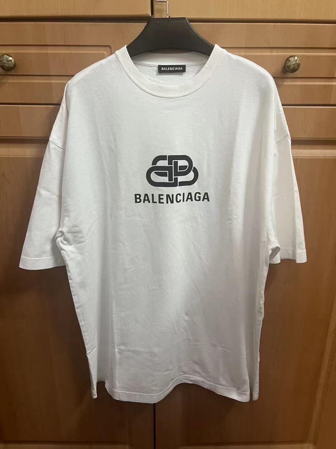 balenciaga white logo short sleeve shirt