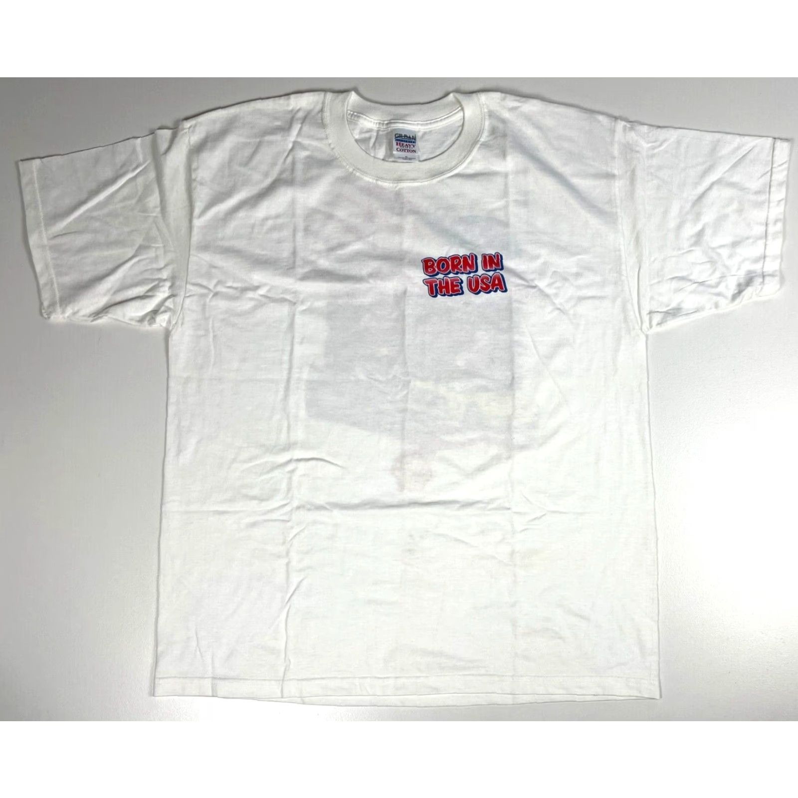 Gildan VINTAGE NOS Born in the USA Shell American Automotive T-Shirt XL Mens White Gildan Heavy Cotton 90s Size US XL / EU 56 / 4 - 2 Thumbnail