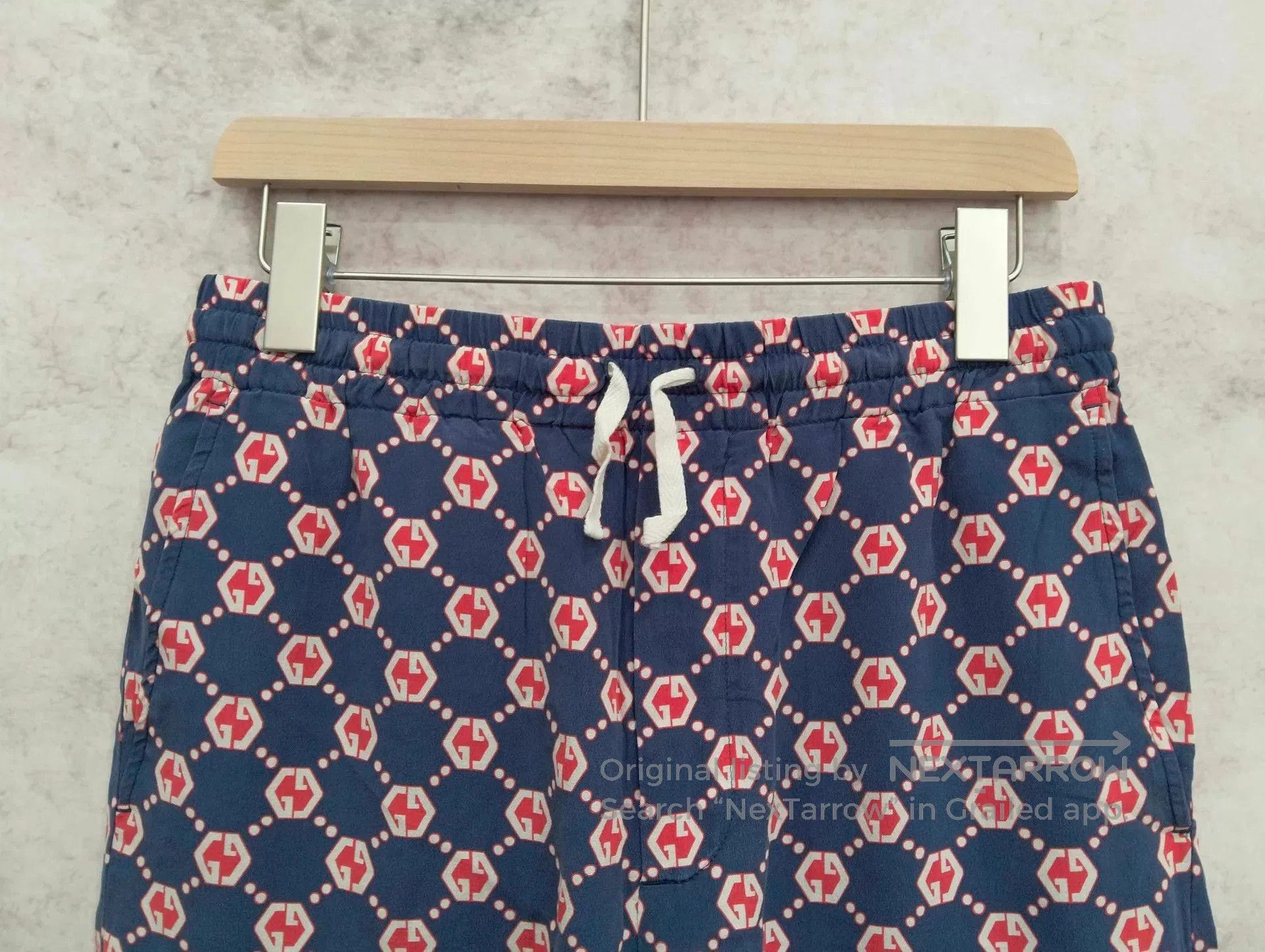 Gucci Blue Patterned Drawstring Casual Shorts. Size US 30 / EU 46 - 3 Thumbnail