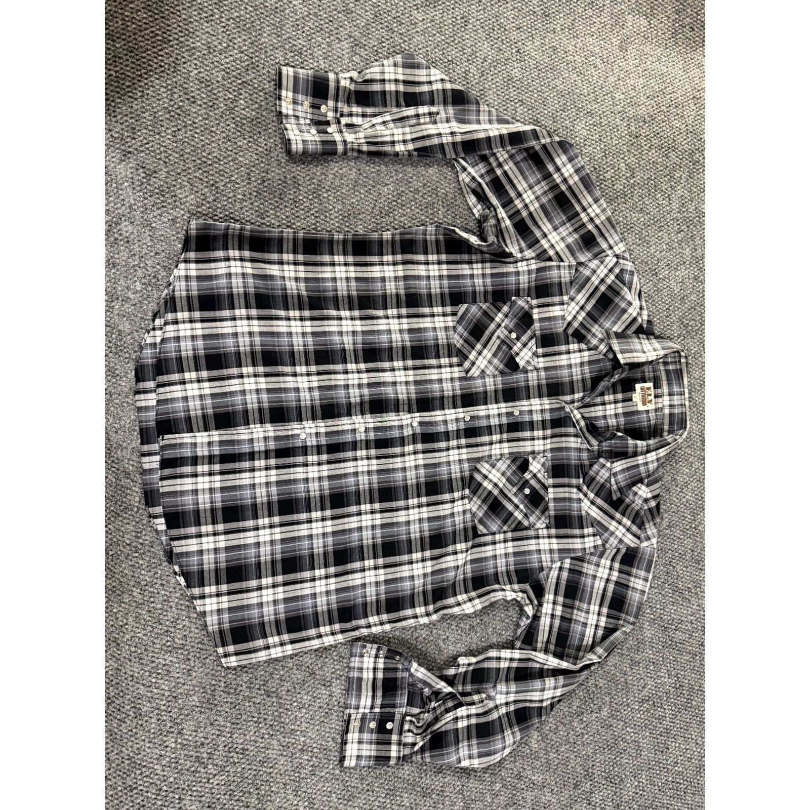 Vintage Ely Cattleman Button-Up Shirt Mens L Black Plaid Western Snap Button-up Shirt Mens Large Black plaid Western Pearl snap Size US L / EU 52-54 / 3 - 5 Thumbnail