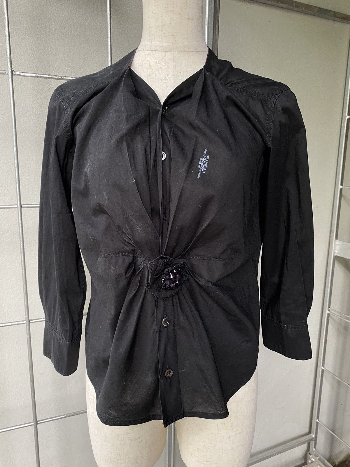 Zucca ZUCCA Black Rosette Front Blouse Size M / US 6-8 / IT 42-44 - 10 Thumbnail