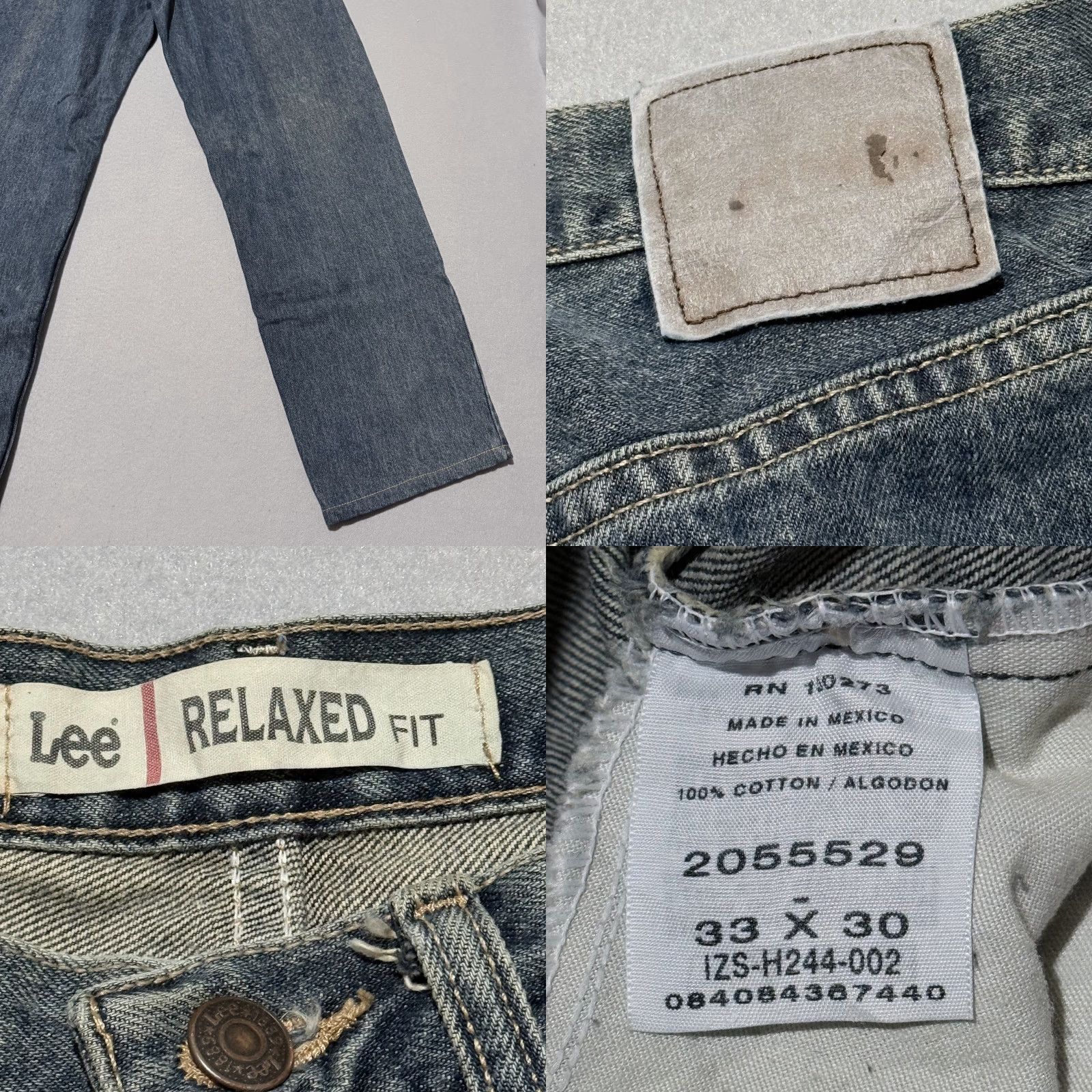 Lee Lee Jeans Men Blue Denim Straight Relaxed-Fit Zip Fly 33X30 Size US 33 - 8 Thumbnail