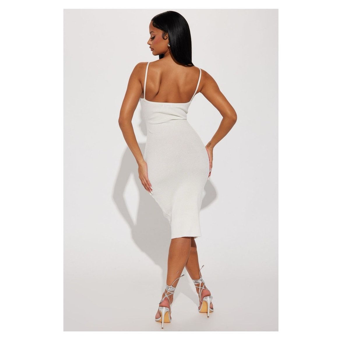 Other NEW Tickle My Feathers Ivory Ribbed Midi Dress Fashion Nova Size S / US 4 / IT 40 - 3 Thumbnail