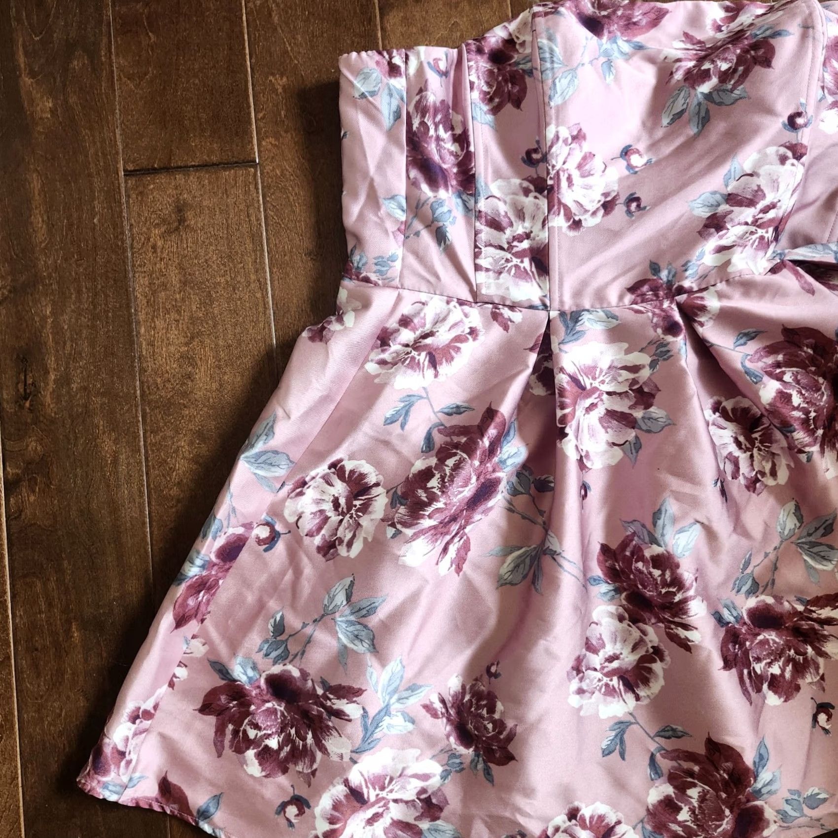 Vintage Speechless Womens Pink Floral Strapless Short Fit & Flare Dress - Size 17 Size 38" / US 16 / IT 52 - 2 Thumbnail