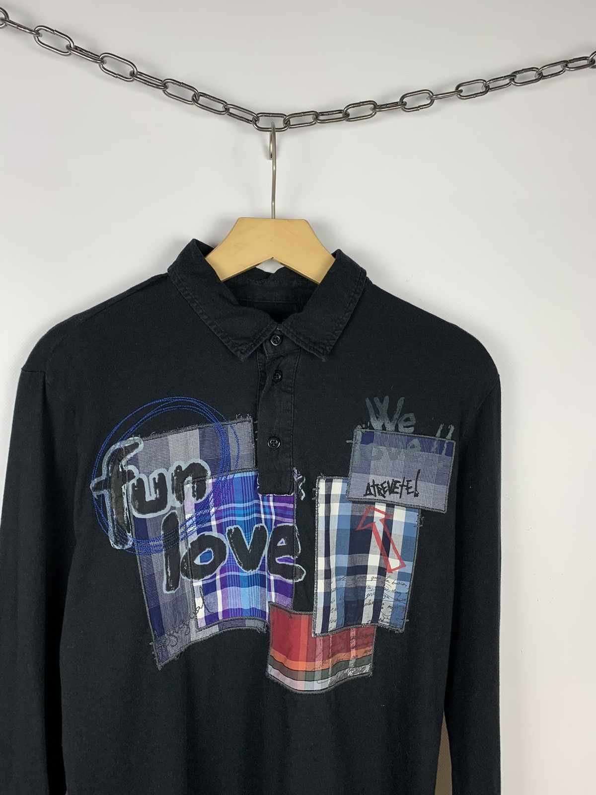 Desigual Desigual Polo Long Sleeve Shirt Patchwork Fun Love Y2K Sz S Size US S / EU 44-46 / 1 - 2 Thumbnail
