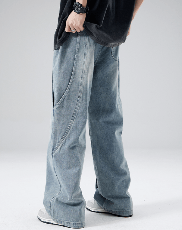 Japanese Brand Washed blue straight loose American drawstring jeans Size US 32 / EU 48 - 5 Thumbnail