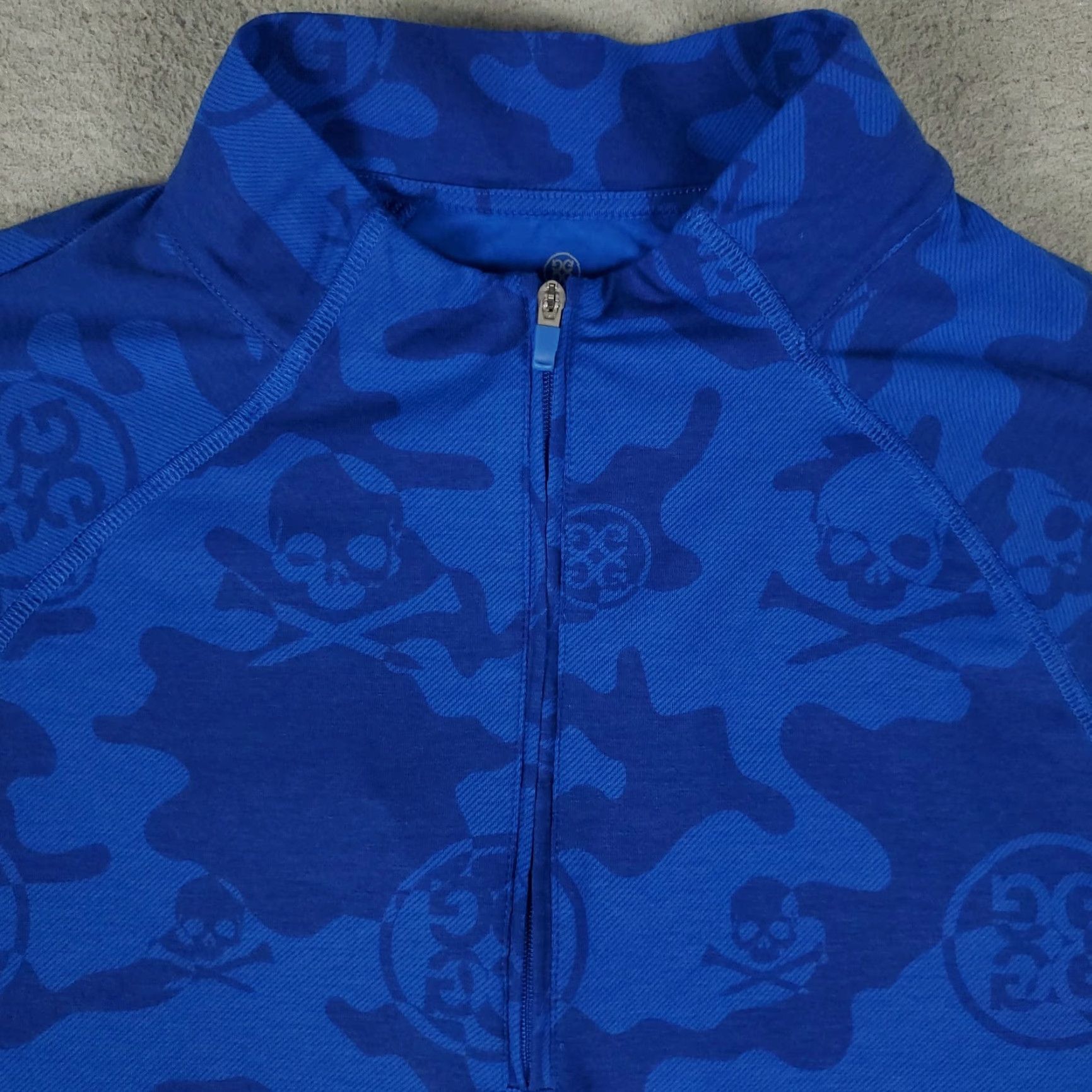 G/FORE G/Fore Shirt Mens Large Blue Skull Print Camo 1/4 Zip Pullover Long Sleeve Golf Shirt Mens Blue Camouflage 1/4 Zip Long Sleeve Size US L / EU 52-54 / 3 - 2 Thumbnail