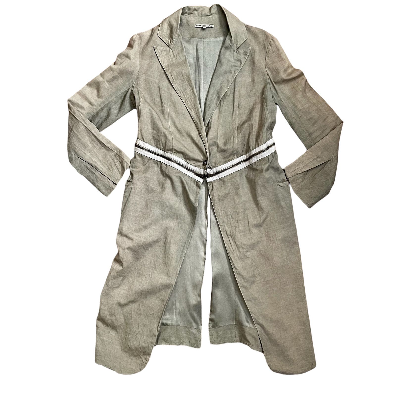 Sandrine Philippe Sandrine Philippe Beige Paneled Zip Waist Deconstructed Coat Size S / US 4 / IT 40 - 4 Thumbnail
