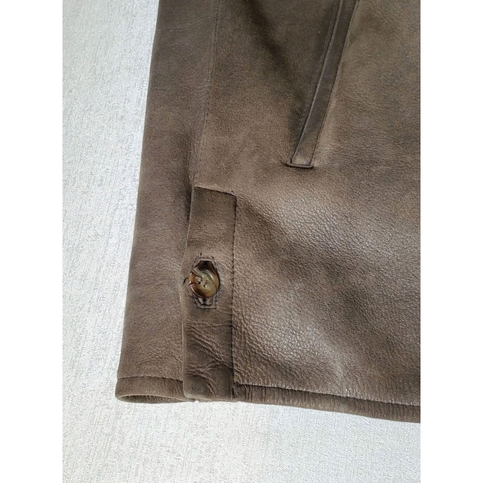 Vintage VINTAGE Goccia Jacket Brown Men 48 Bomber Sheepskin Lined Wool Shearling Mid-Length Button Pockets Casual Business 90s Mens Size US M / EU 48-50 / 2 - 5 Thumbnail
