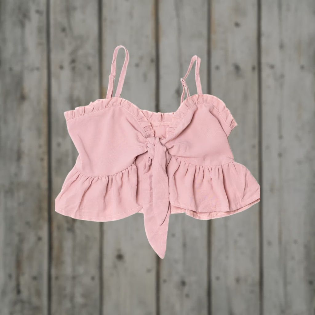 Shein VINTAGE Shein Pink Crop Tank Top Small Ruffle Cami Style Size S / US 4 / IT 40 - 1 Thumbnail