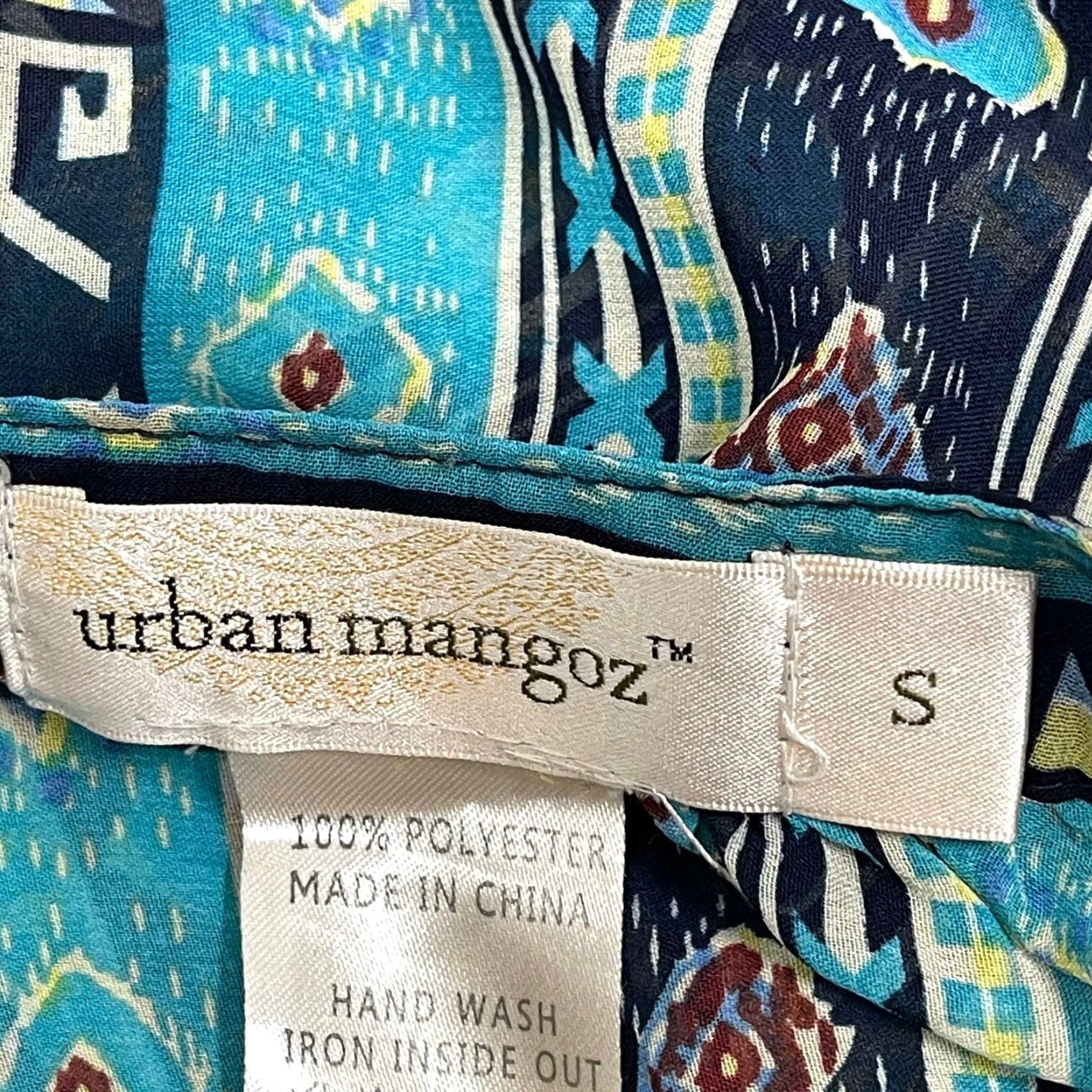 Vintage Urban mangoz Tunic Top Womens S Green Boho Hippie Artsy Long Sleeve V-Neck Size S / US 4 / IT 40 - 3 Thumbnail