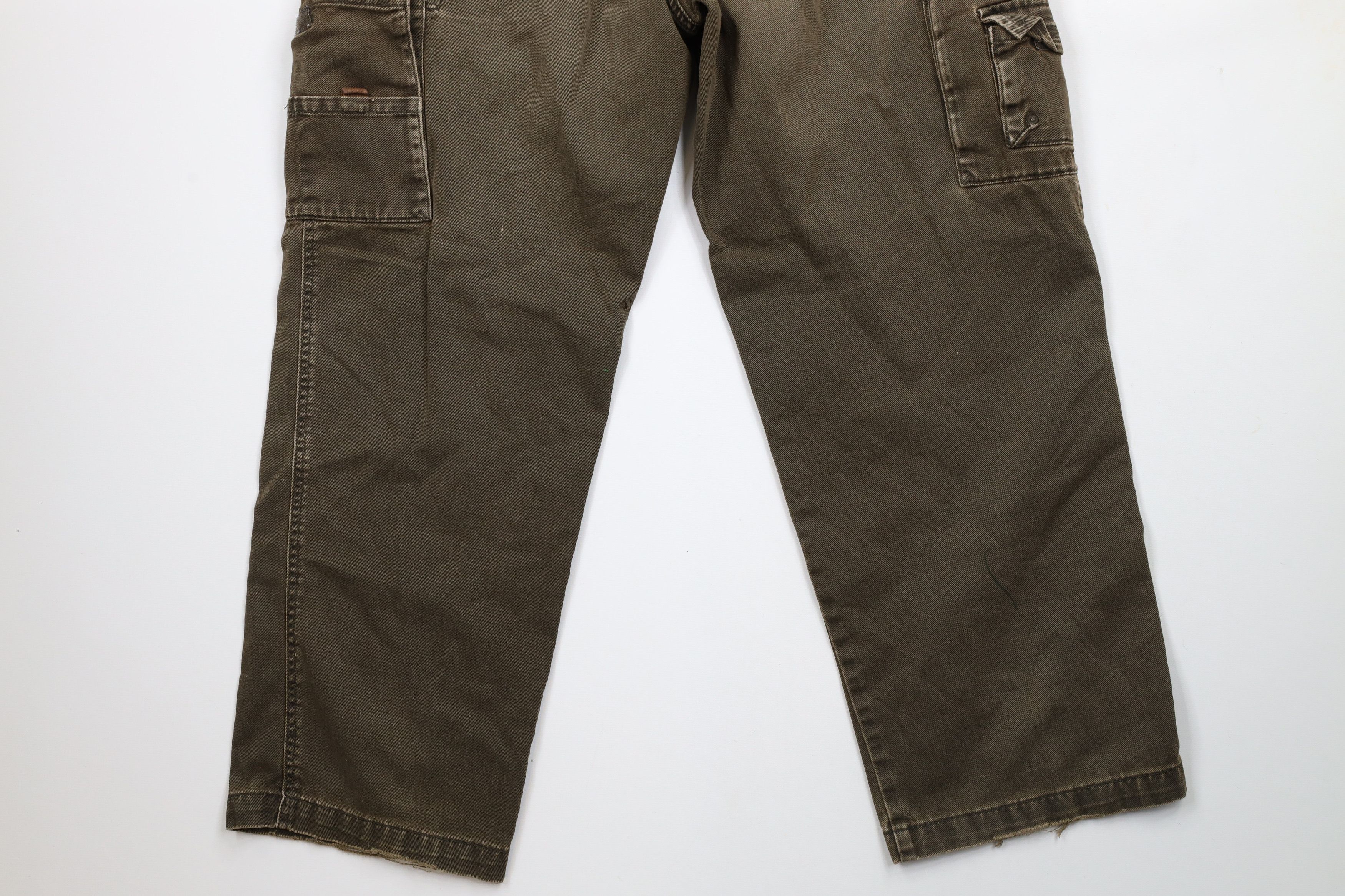 Vintage × Woolrich Woolen Mills Vintage 90s Woolrich Wide Leg Denim Cargo Jeans Pants Brown Size US 34 / EU 50 - 13 Thumbnail