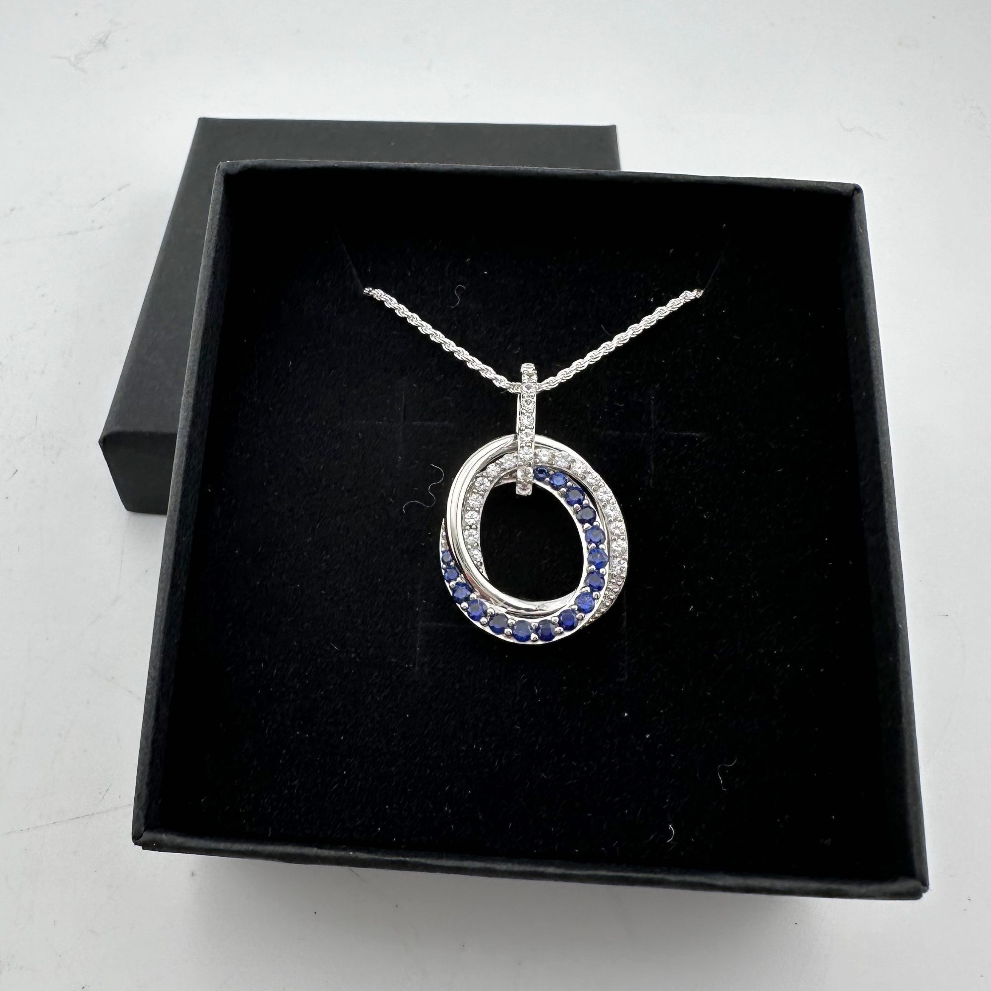 Other Blue and White Sapphire (Lab Created) Interlocking Loops Pen Size ONE SIZE - 13 Thumbnail