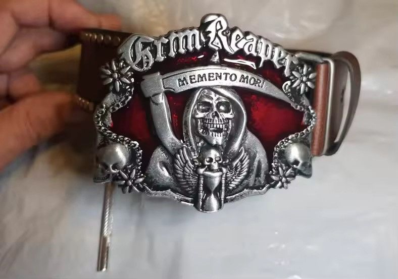Leather Grim Reaper PU Leather Belt Size ONE SIZE - 3 Thumbnail