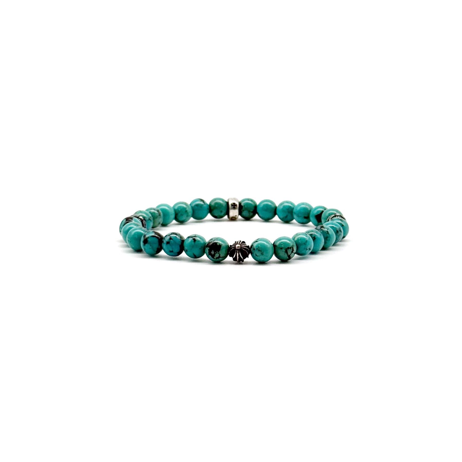 Chrome Hearts Chrome Hearts 6mm Turquoise Silver Cross Beaded Bracelet Size ONE SIZE - 3 Thumbnail