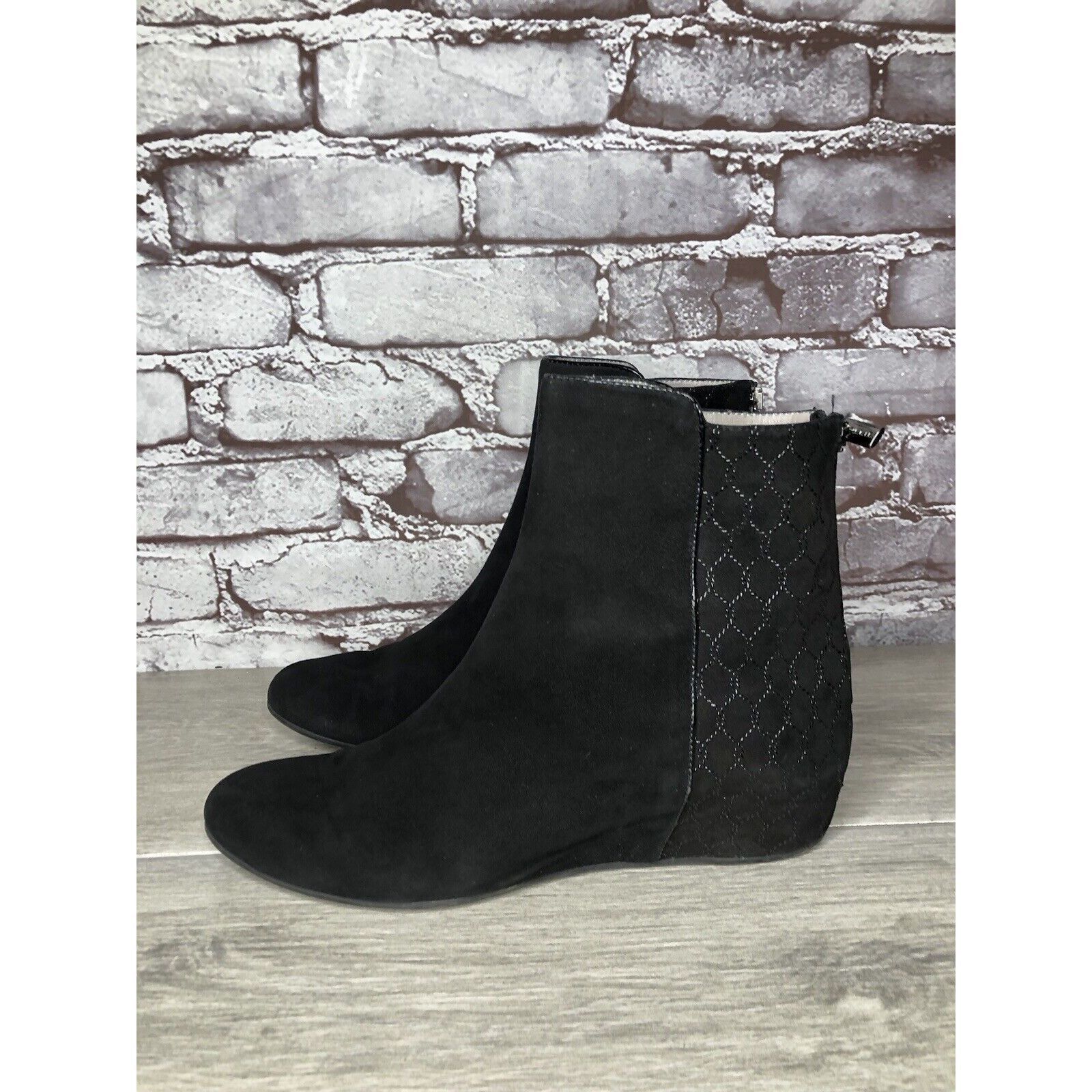 Aquatalia Aquatalia Black Suede Leather Wedge Back Zipper Booties Wome Size US 8 / IT 38 - 16 Thumbnail