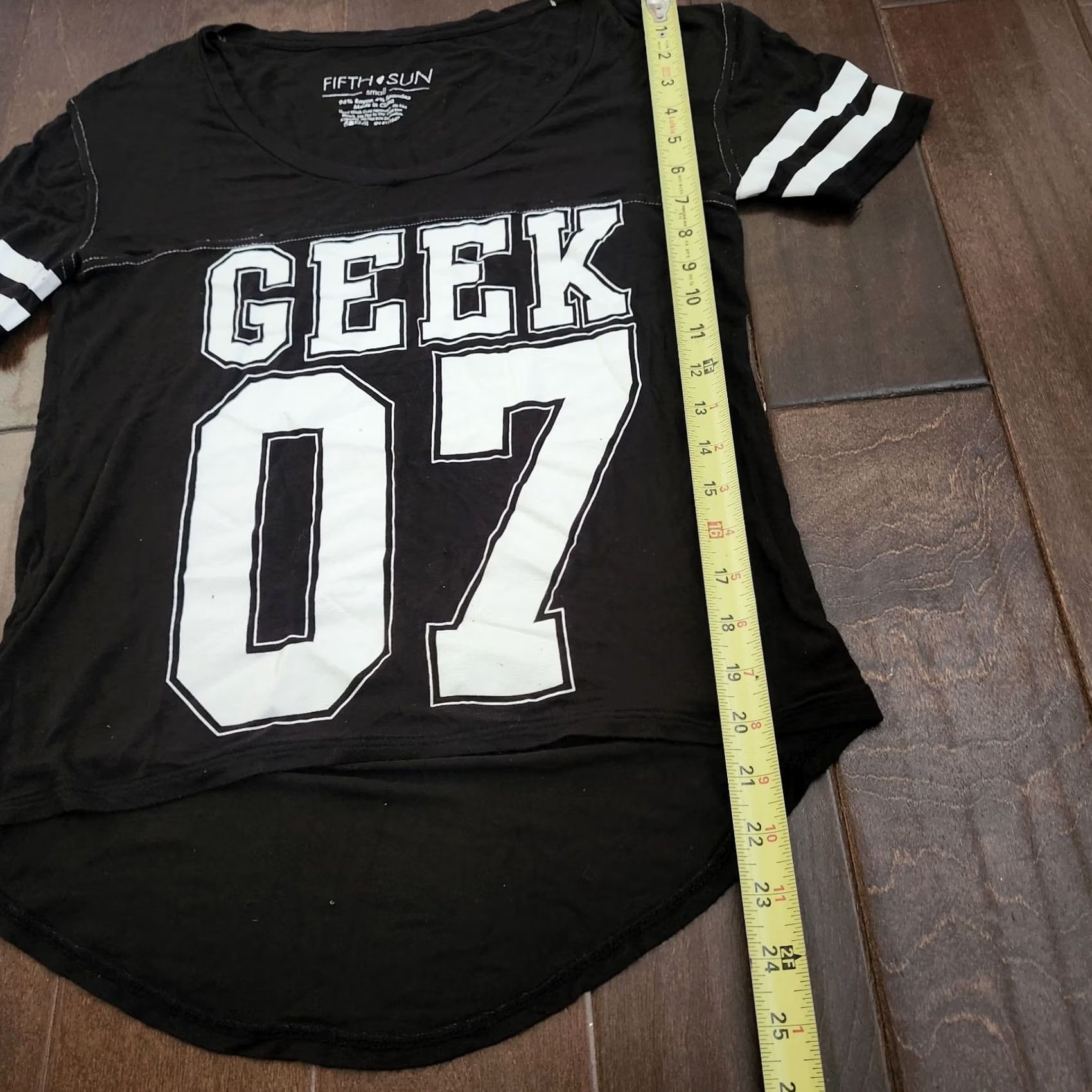 Vintage Fifth Sun Geek 07 T Shirt Womens Small Black Striped Tee Athletic Fit Pullover Short Sleeve Casual Shirt Womens S Black Geek 07 Tee Size S / US 4 / IT 40 - 7 Thumbnail