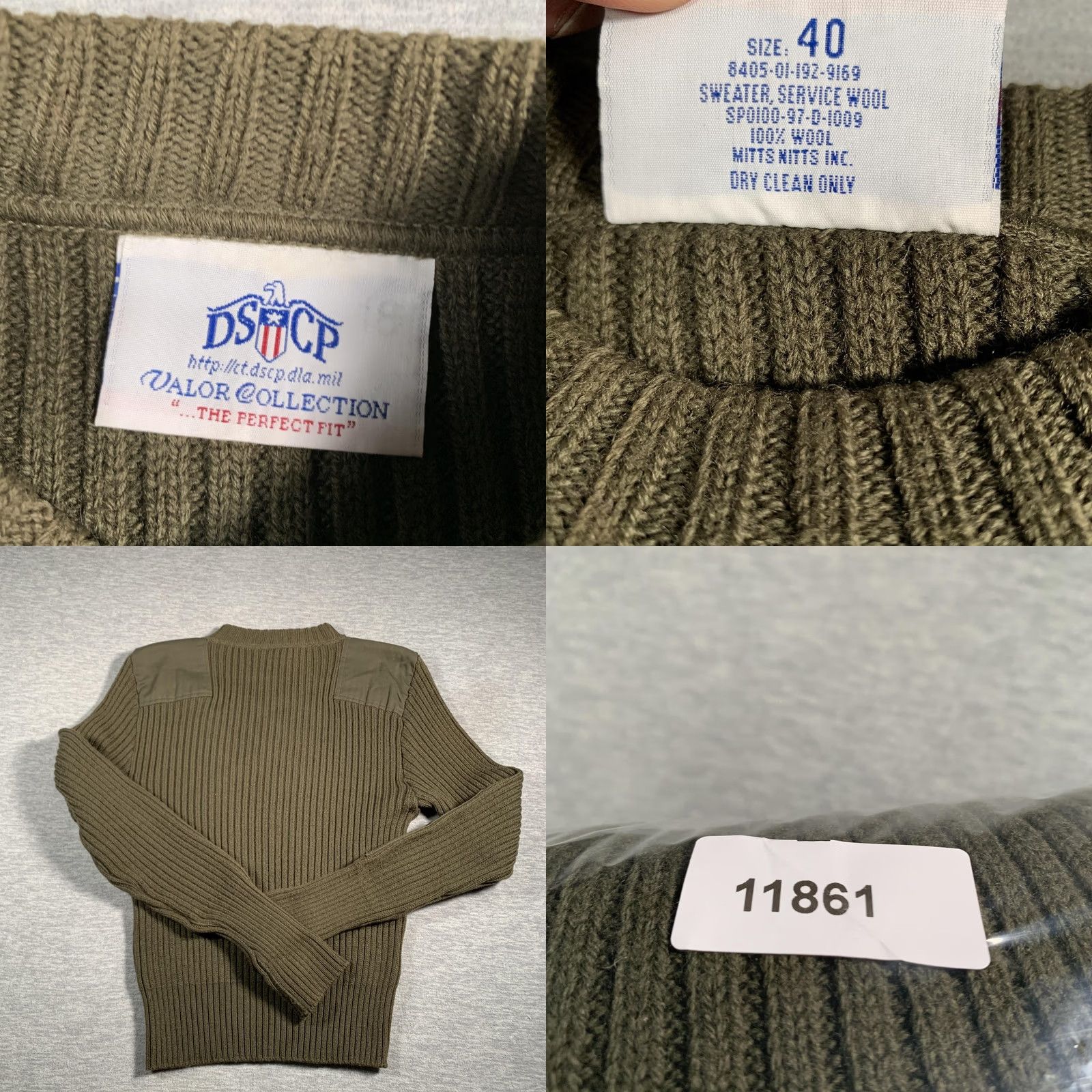 Olive DSCP Valor Collection Sweater Mens 40 Olive Green Wool Pullover Patch Crew Neck Military Surplus Knit Size US M / EU 48-50 / 2 - 8 Thumbnail