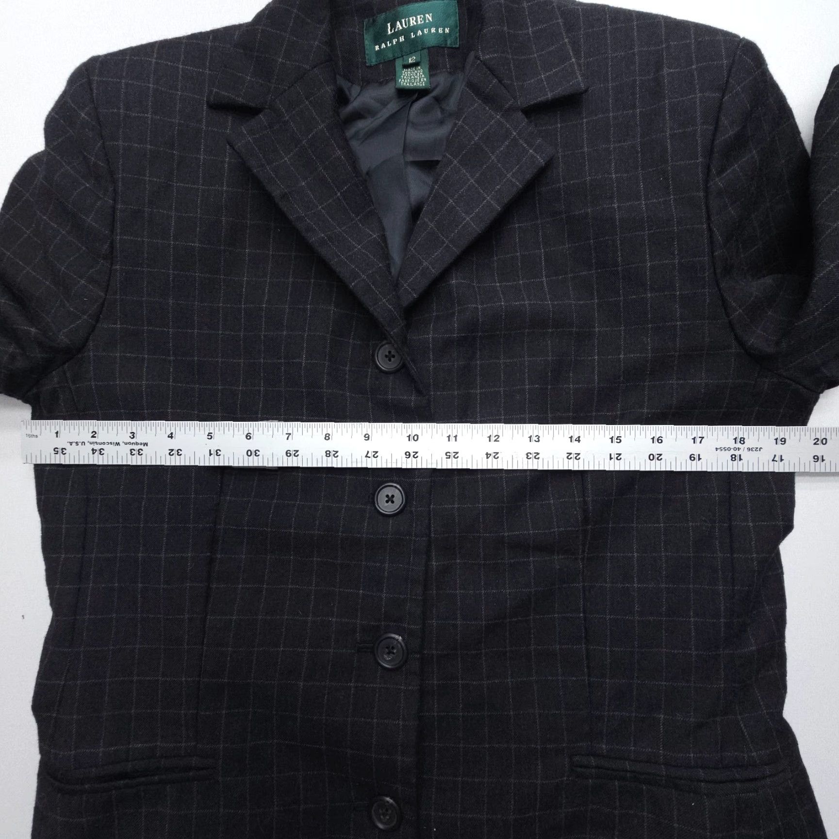 Ralph Lauren Lauren Ralph Lauren Wool Blazer Womens 12 Black Check Four Button Academia Size XL / US 12-14 / IT 48-50 - 7 Thumbnail