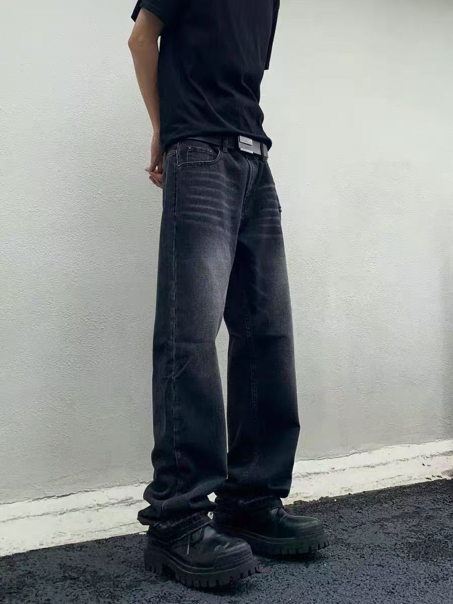Retro high street straight baggy casual jeans