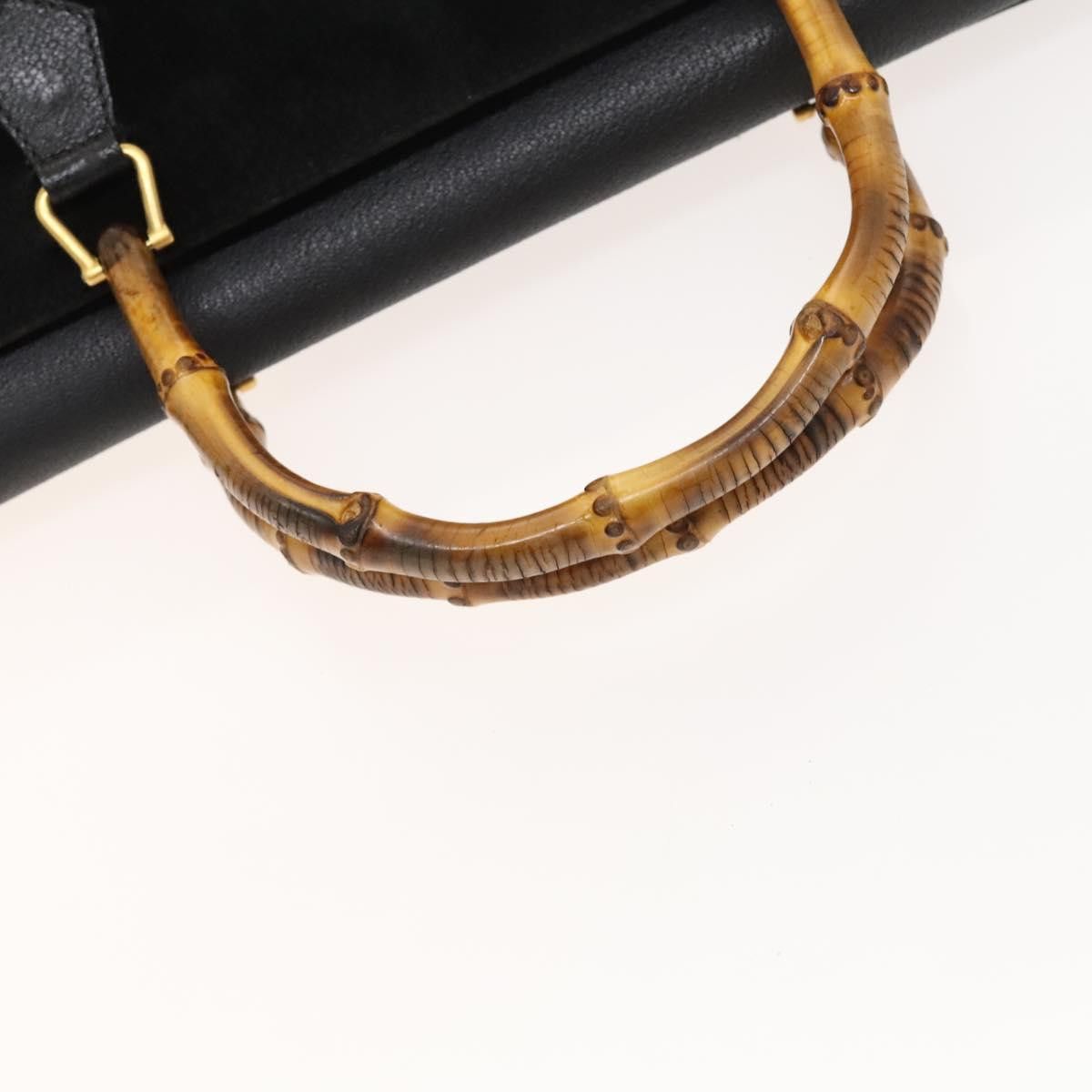 Gucci GUCCI Bamboo Hand Bag Suede Black Gold 002 123 002 123 Size ONE SIZE - 7 Thumbnail
