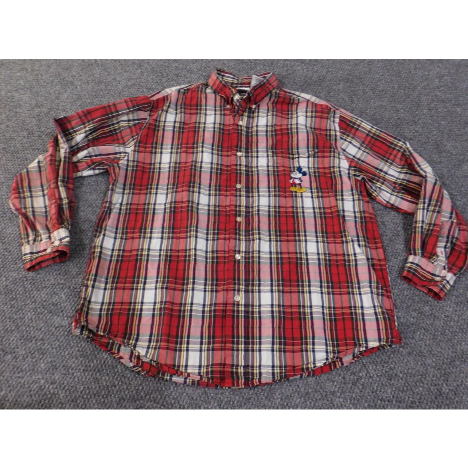 Disney Disney Mickey Mouse Shirt Mens Large Button-Up Red Embroidered Collared Vintage Button-Down Cotton Shirt Size US L / EU 52-54 / 3 - 2 Thumbnail