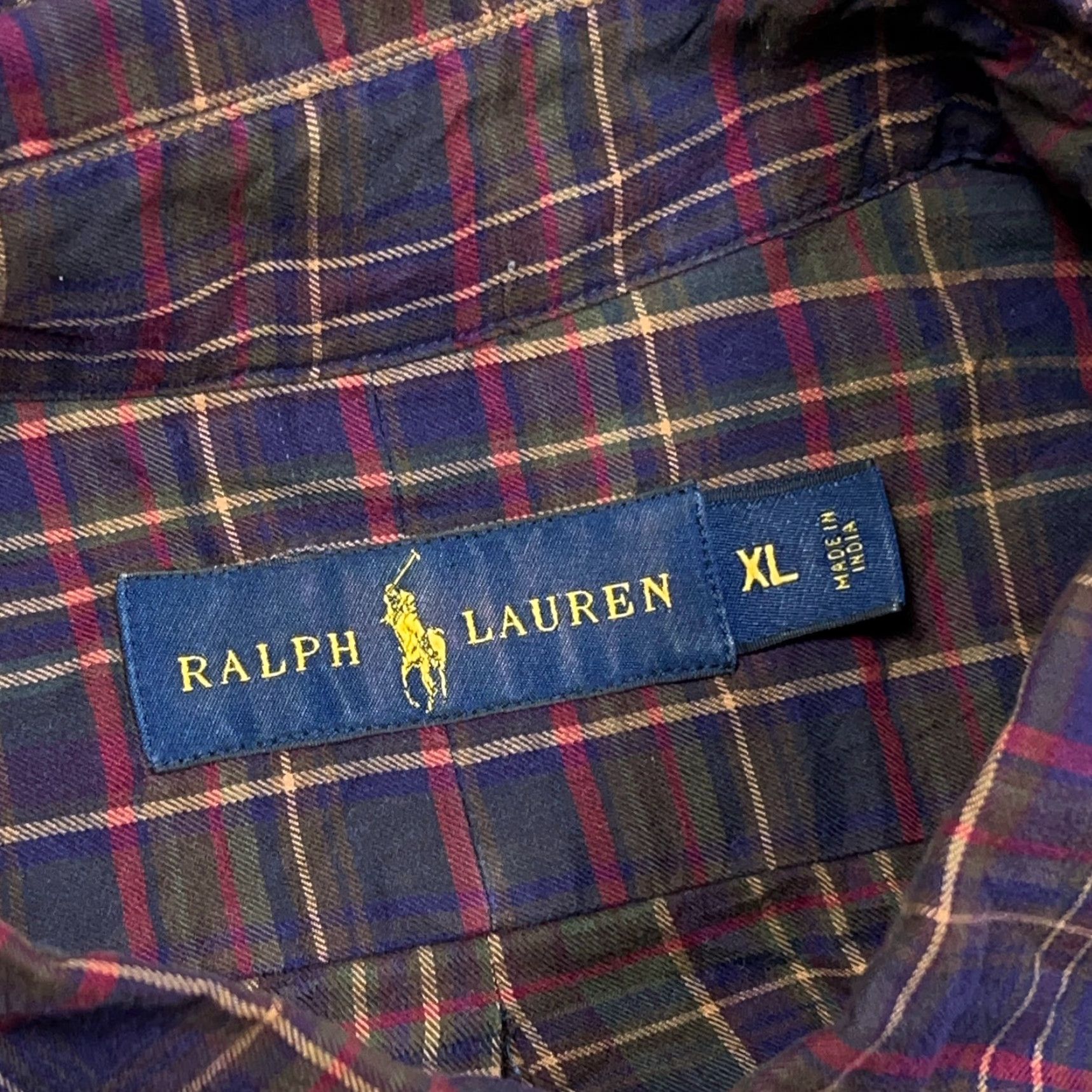 Ralph Lauren Ralph Lauren Shirt Men XL Button-Up Plaid Purple Olive Green Wool Blend Colorful Preppy Modern Size 46R - 3 Thumbnail
