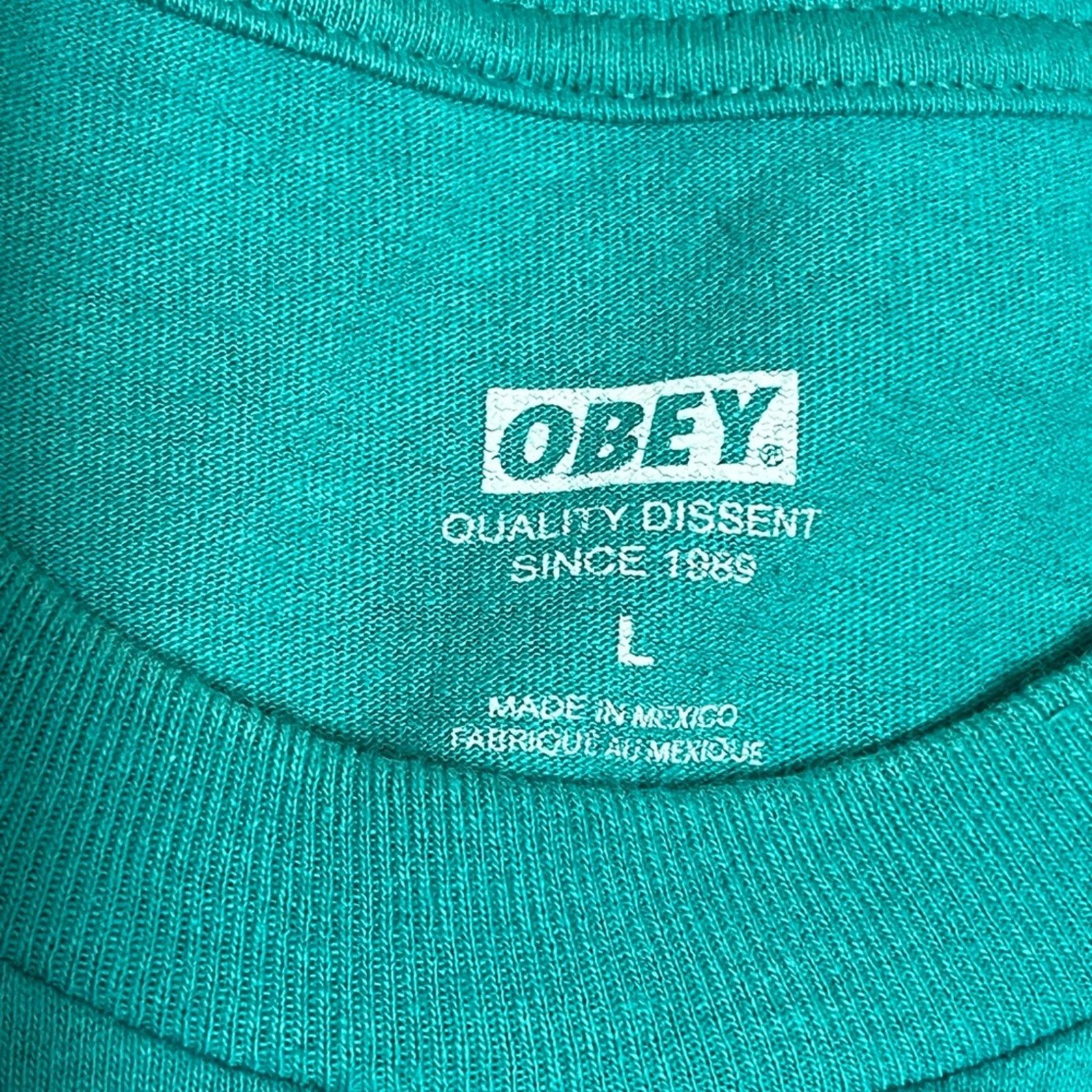 Obey Obey Men’s T-Shirt Mushroom Fruit & Plant Aqua Skating Shirt Size US L / EU 52-54 / 3 - 2 Thumbnail