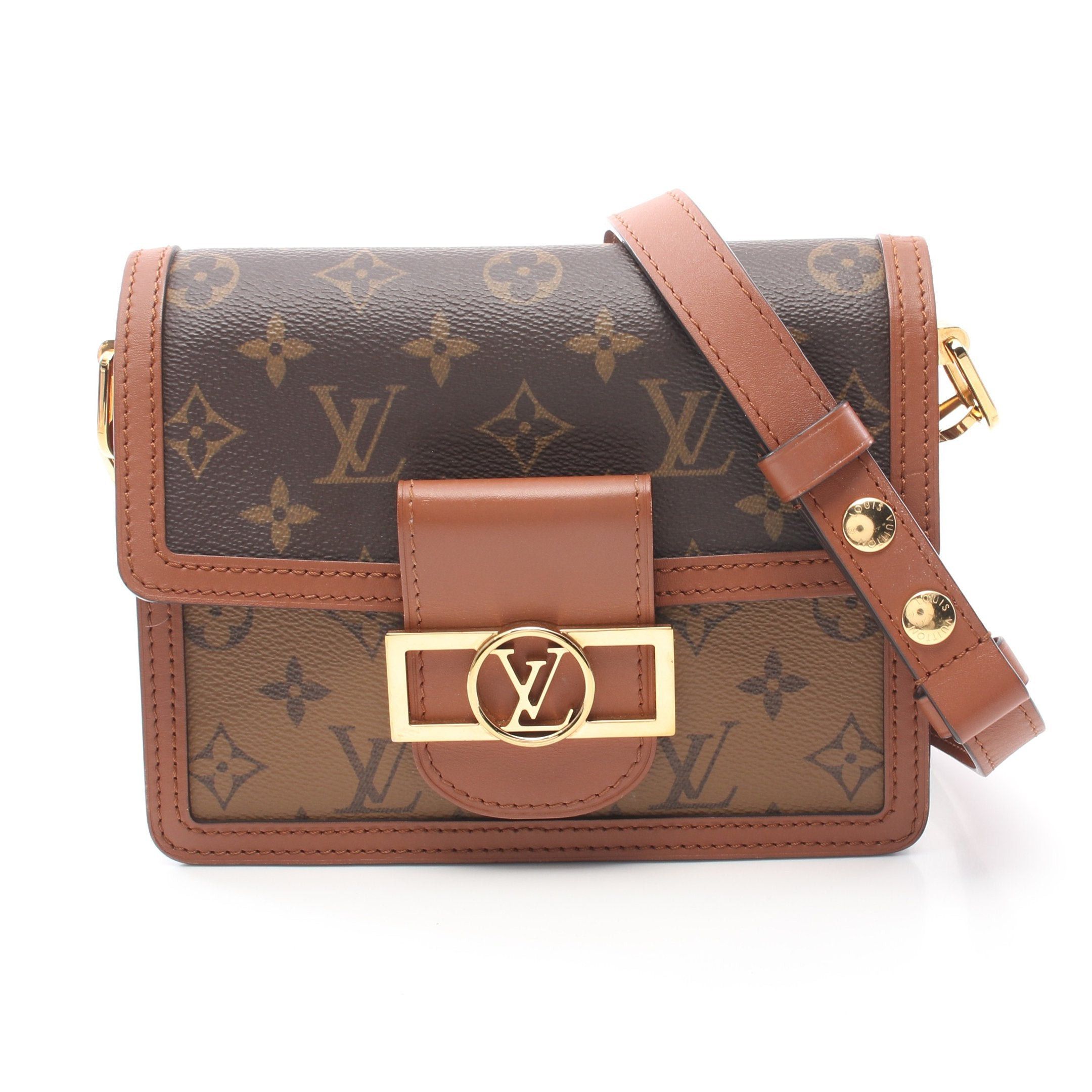 Louis Vuitton Louis Vuitton Dauphine Mini Monogram Reverse Shoulder Bag Leather Brown Beige Size ONE SIZE - 1 Thumbnail