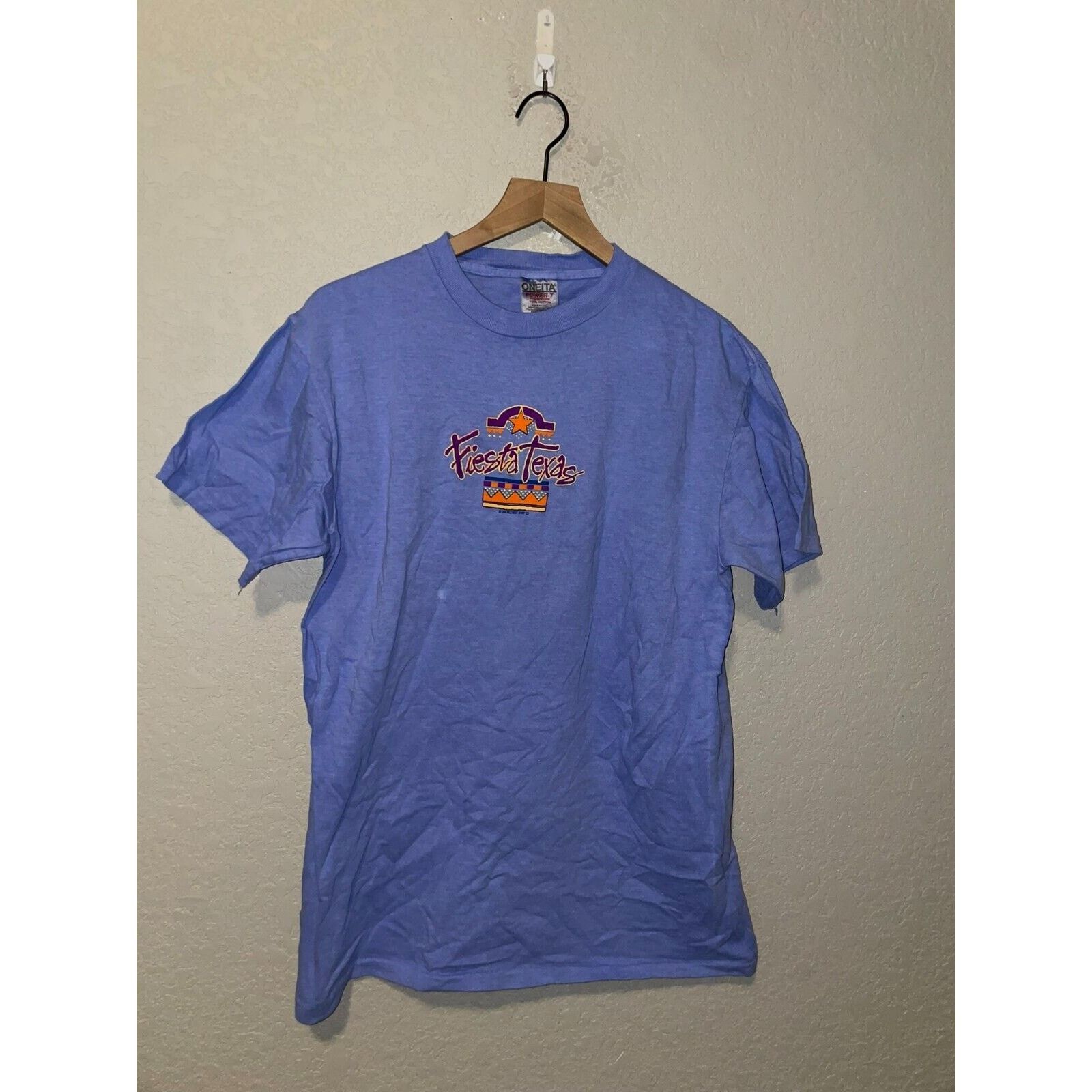 Vintage Vintage Fiesta Shirt TX Texas Oneita Blue Tee 90s 90s Medium Size US M / EU 48-50 / 2 - 1 Thumbnail