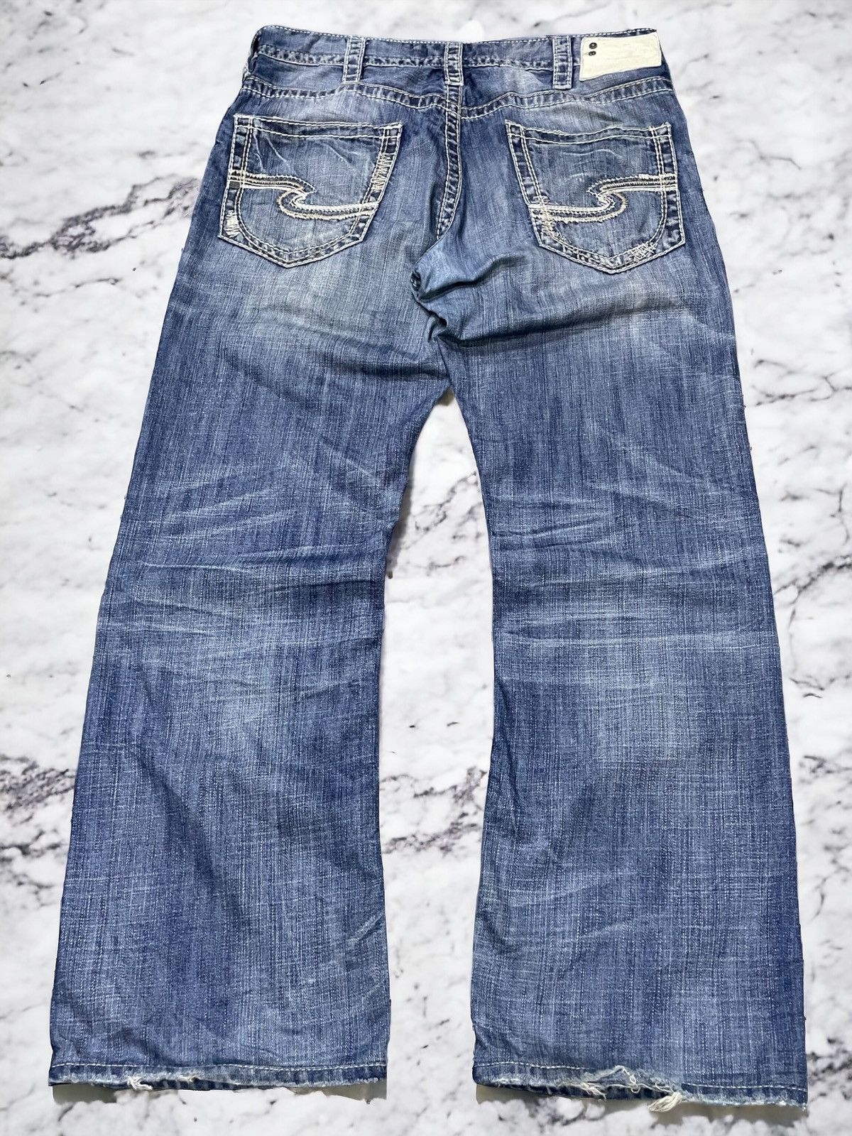 Japanese Brand × semanticdesign Silver Heavy Stitched Loose Straight Baggy Jeans Size US 32 / EU 48 - 1 Thumbnail