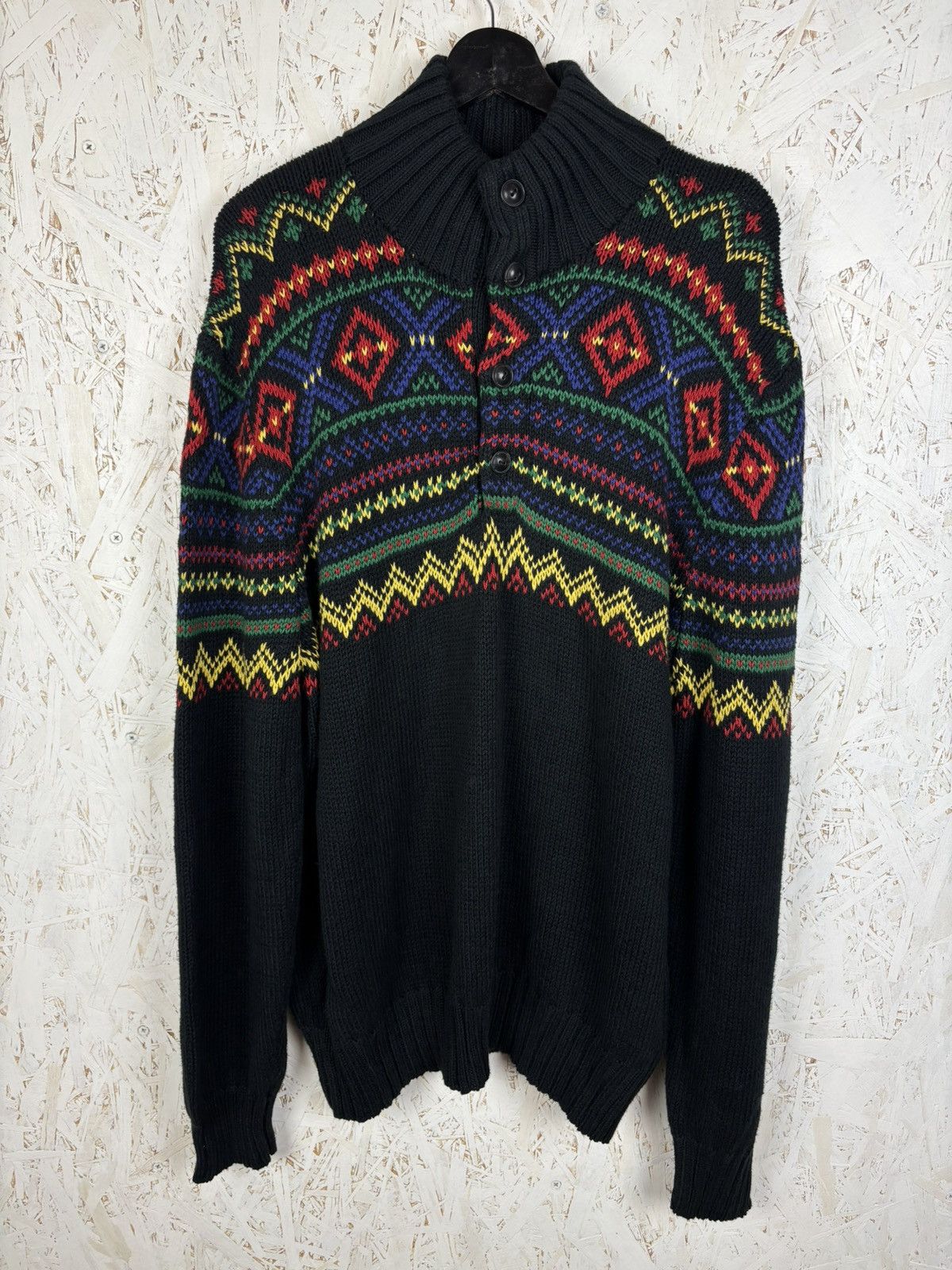 Polo Ralph Lauren Polo By Ralph Lauren Aztec Navajo Knit Sweater Linen Blend Size US XL / EU 56 / 4 - 1 Thumbnail