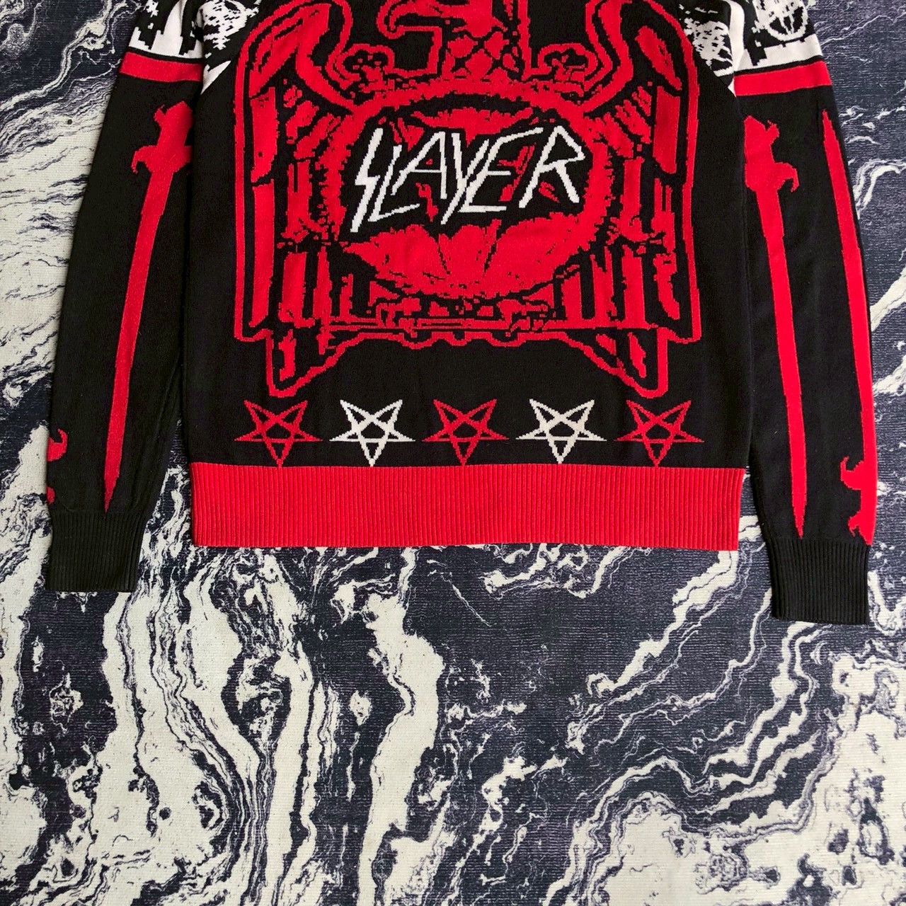 Band Tees Vintage LocoApe x Slayer Heavy Metal Knit Sweater Size US L / EU 52-54 / 3 - 5 Thumbnail