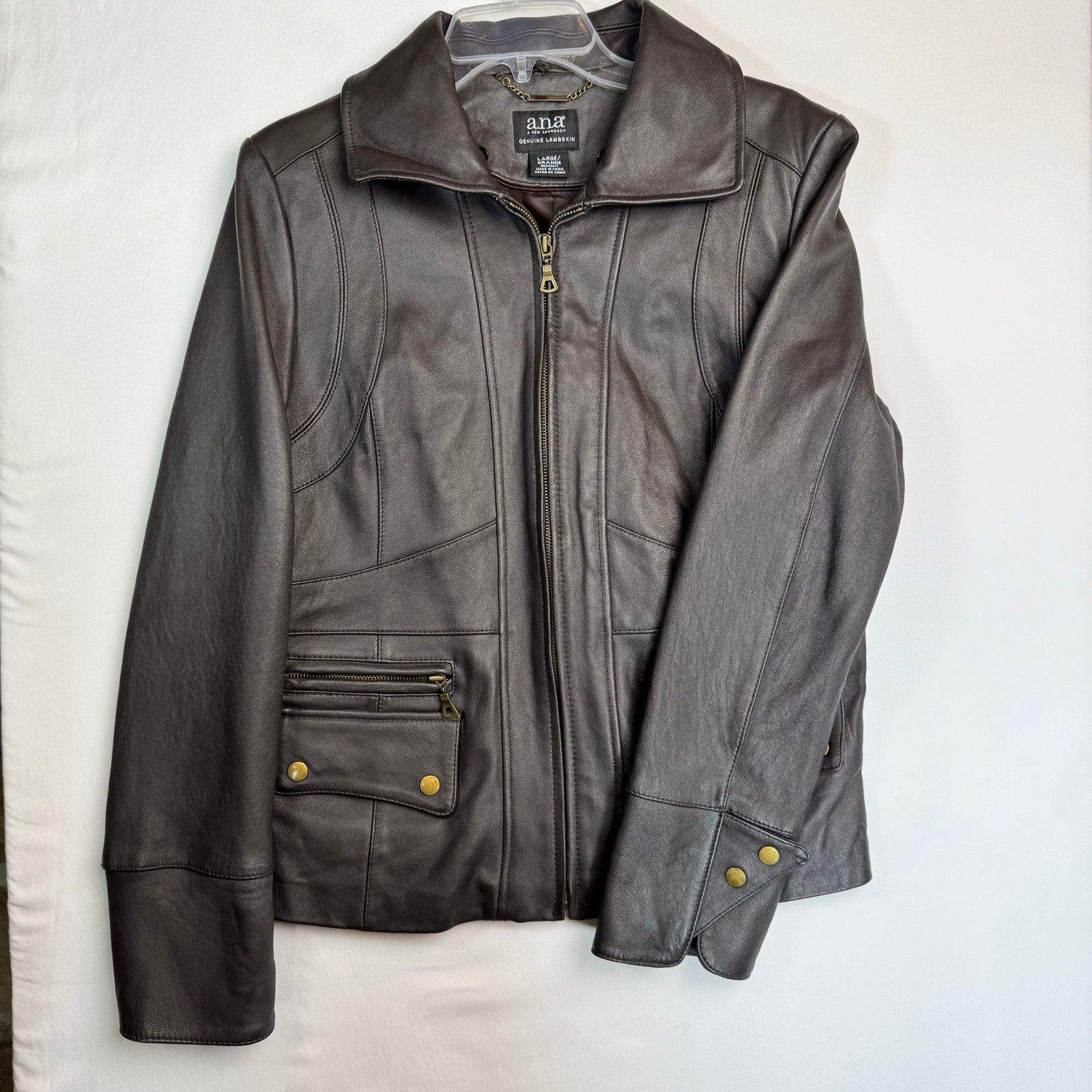 Other vtg y2k lambskin leather moto jacket brown ana size large Size L / US 10 / IT 46 - 5 Thumbnail