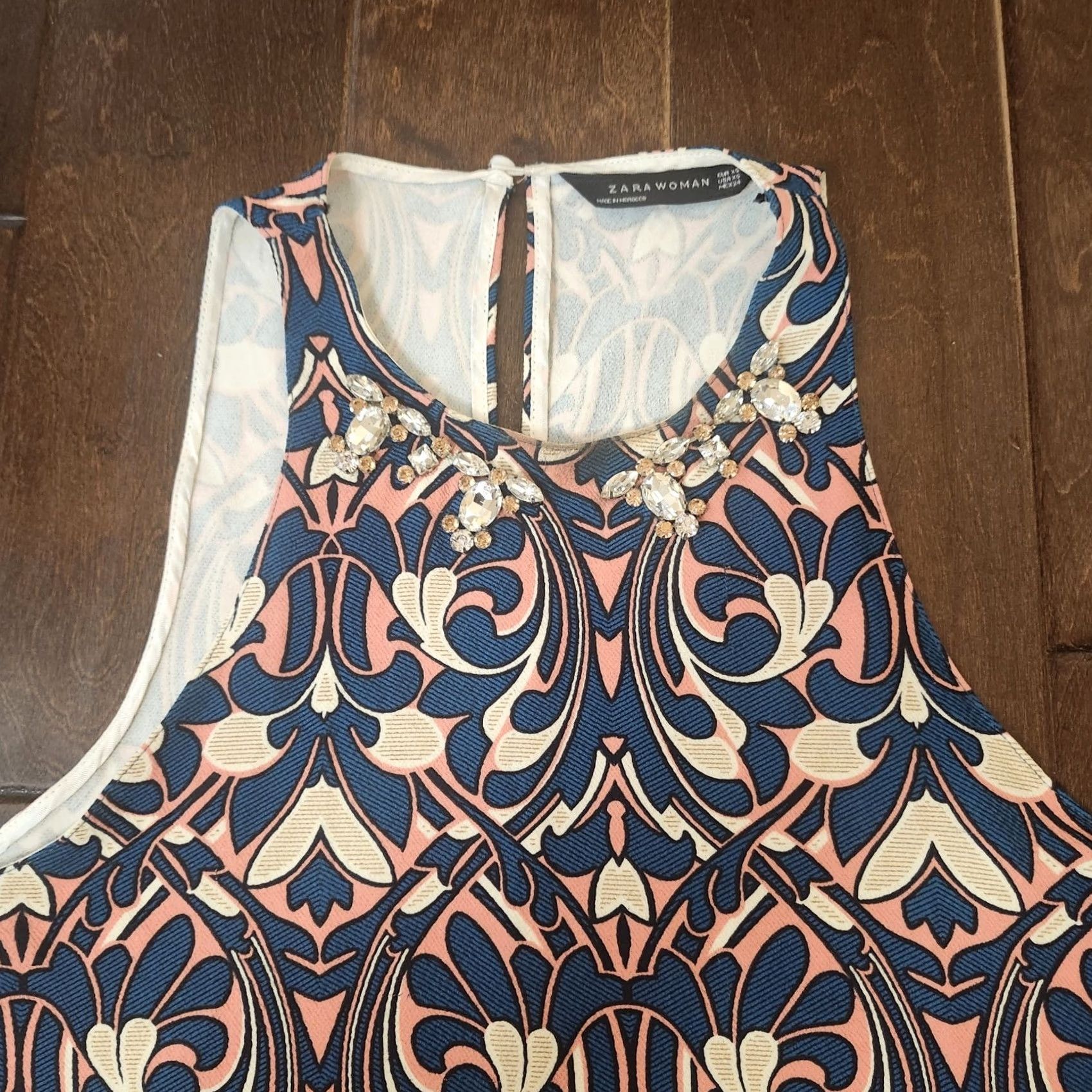 Zara Zara Woman XS Embellished Sleeveless Baroque Print Top Tank Multicolor Casual Party/Cocktail Travel Juniors XS Womens Manually Non-Handmade? Size XS / US 0-2 / IT 36-38 - 5 Thumbnail