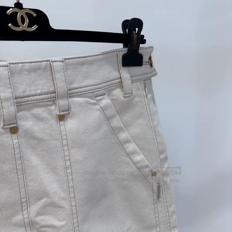 Brunello Cucinelli Brunello Cucinelli Off-White Denim Skirt Size 25" / US 0 / IT 36 - 4 Thumbnail