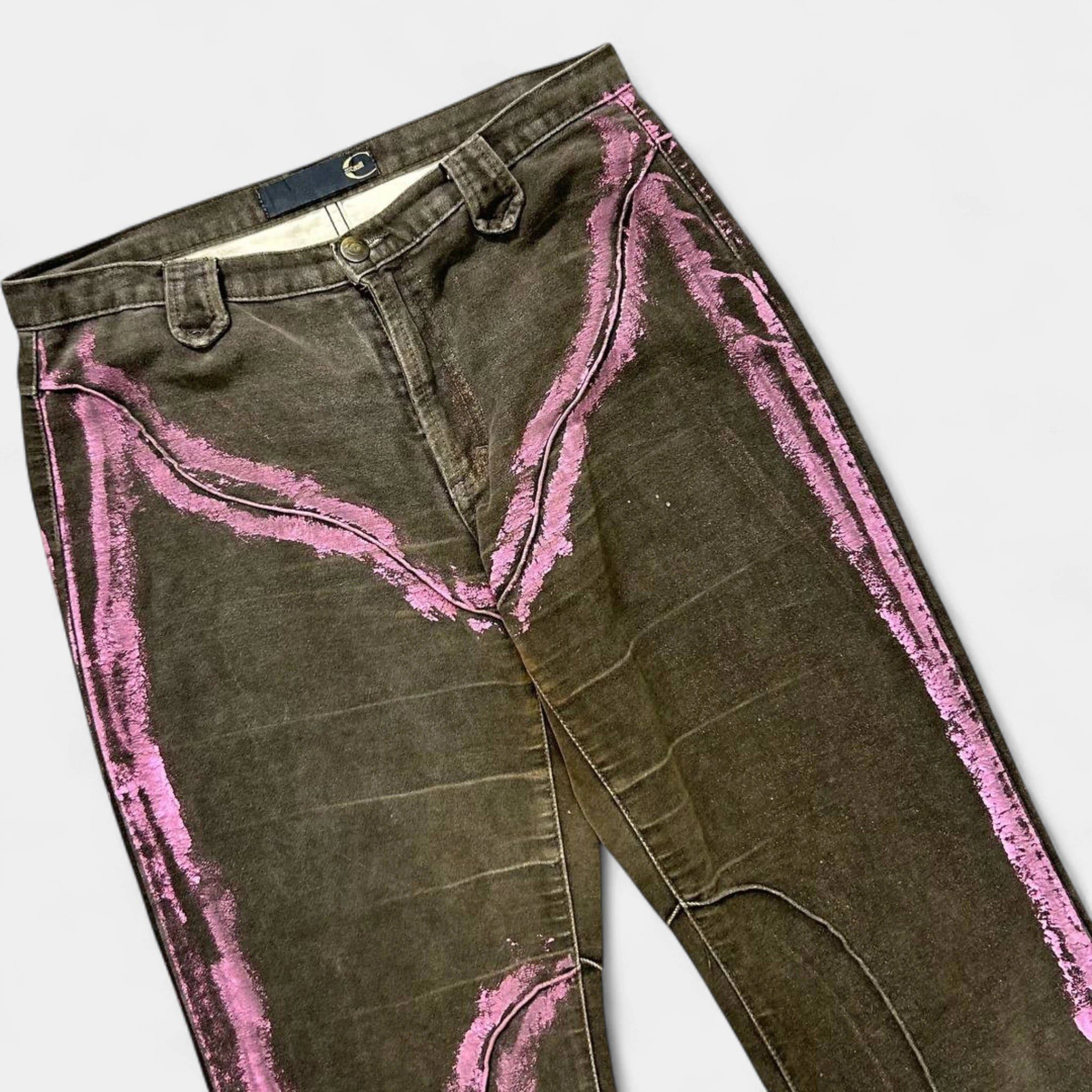 Just Cavalli Just Cavalli 2000's Paint Splatter Brown Pants Size US 30 / EU 46 - 2 Thumbnail