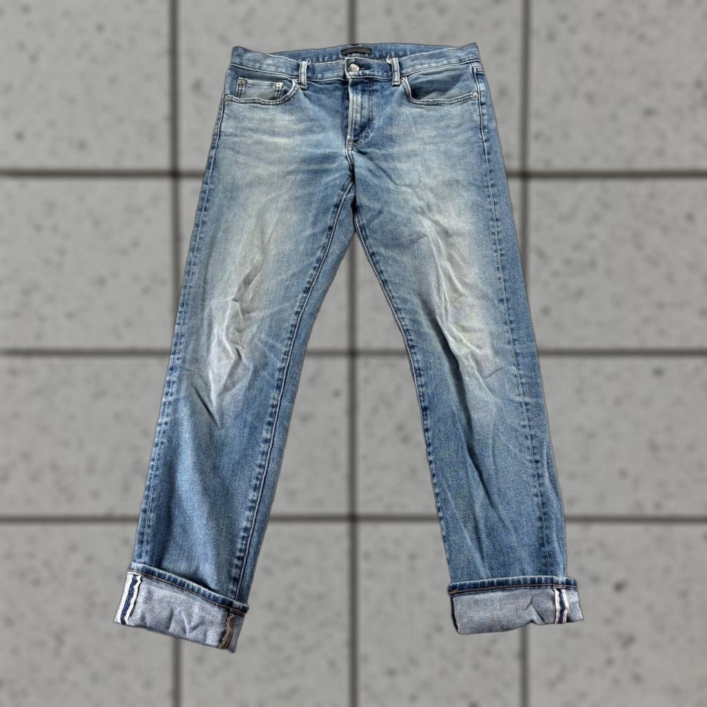 Uniqlo Jeans Mens 32x32 Blue Light Wash Cotton Stretch Slim Fit