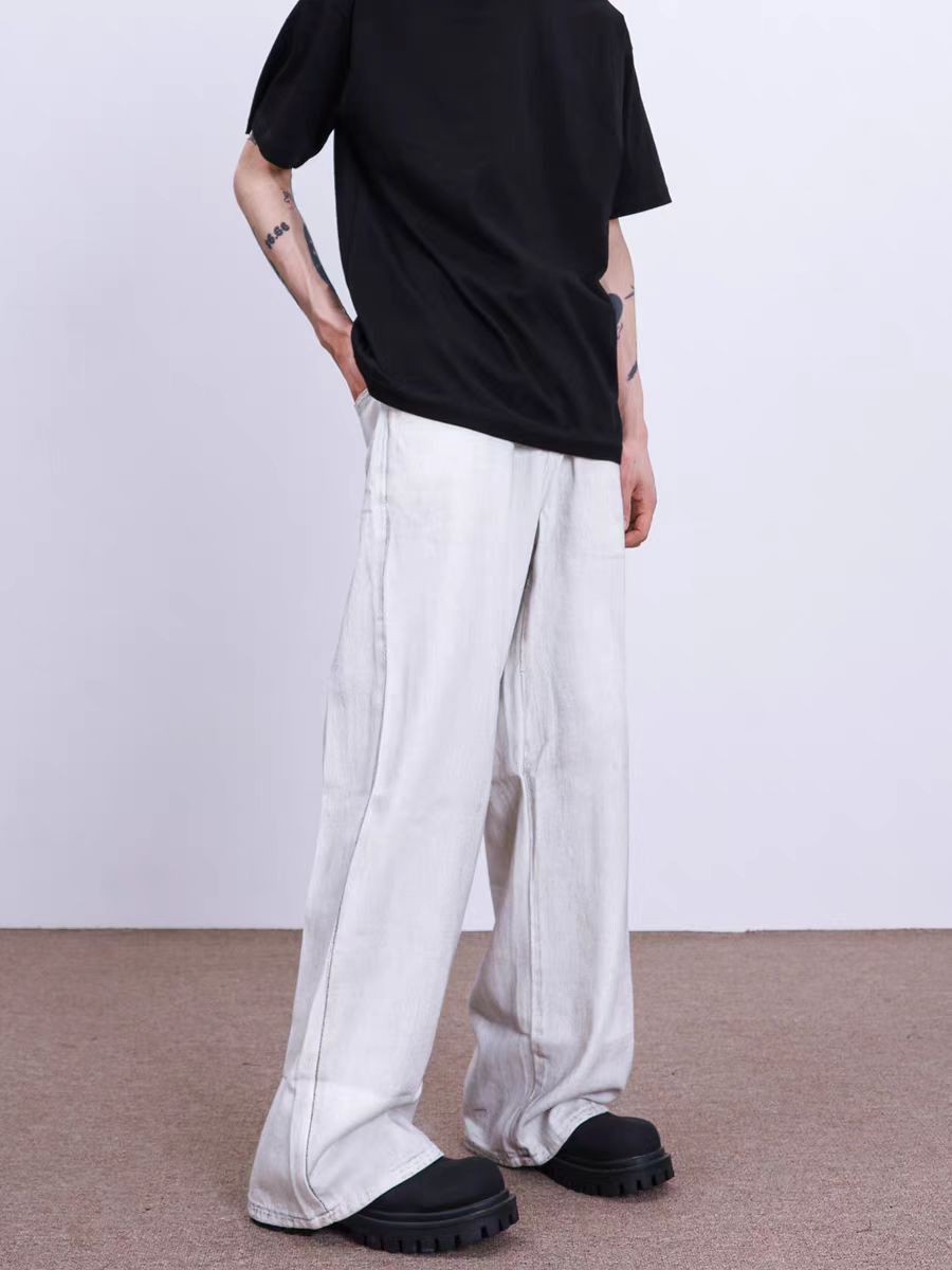 Japanese Brand × Jean Distressed white baggy straight-leg jeans Size US 30 / EU 46 - 5 Thumbnail