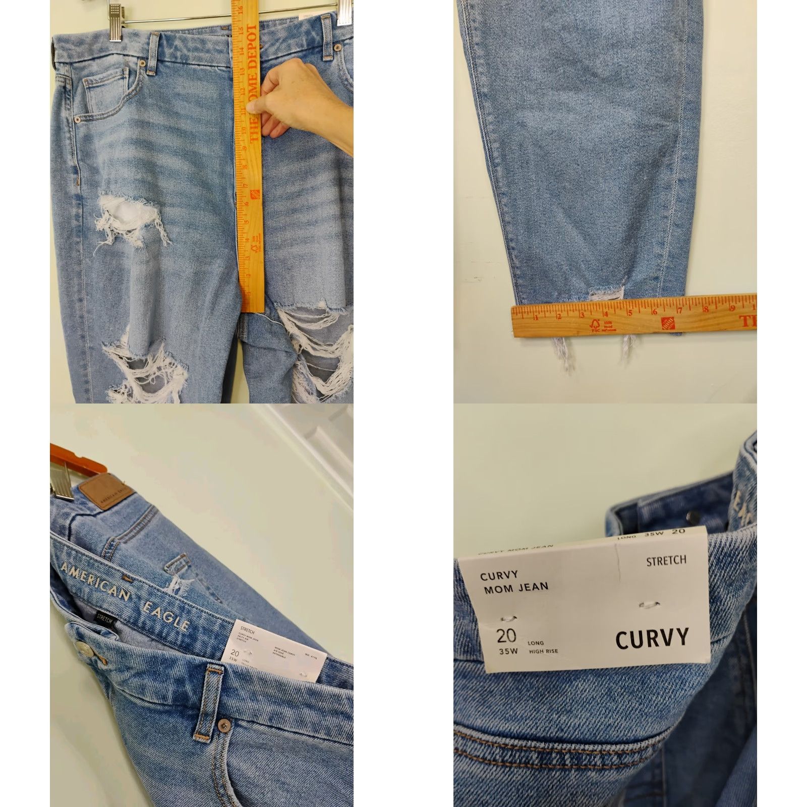 American Eagle Outfitters American Eagle Outfitters Jeans Distressed Stretch Mom 20 Long 40x31 Blue Womens Plus Size 42" / US 20 - 8 Thumbnail