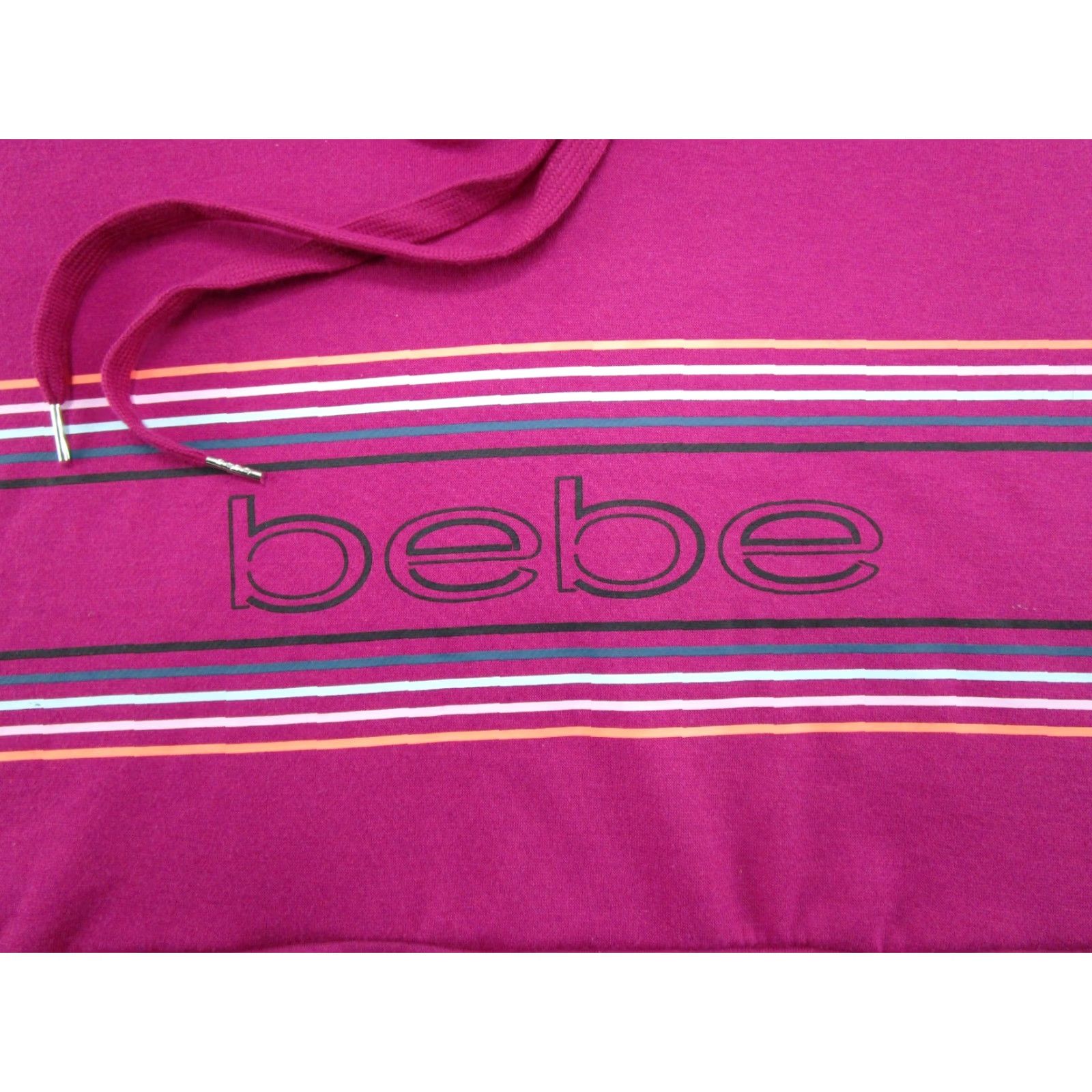 Bebe Bebe Sport Women's Hoodie Pullover Striped Logo Zip Pink Plus Size 2X Size XXL / US 16-18 / IT 52-54 - 2 Thumbnail