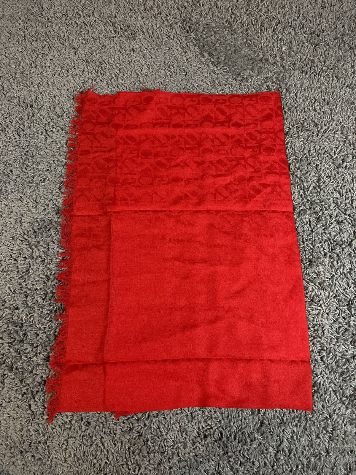Supreme 2017FW Supreme Fuck Pattern Logo Cashmere Wool Scarf Red Size ONE SIZE - 3 Thumbnail