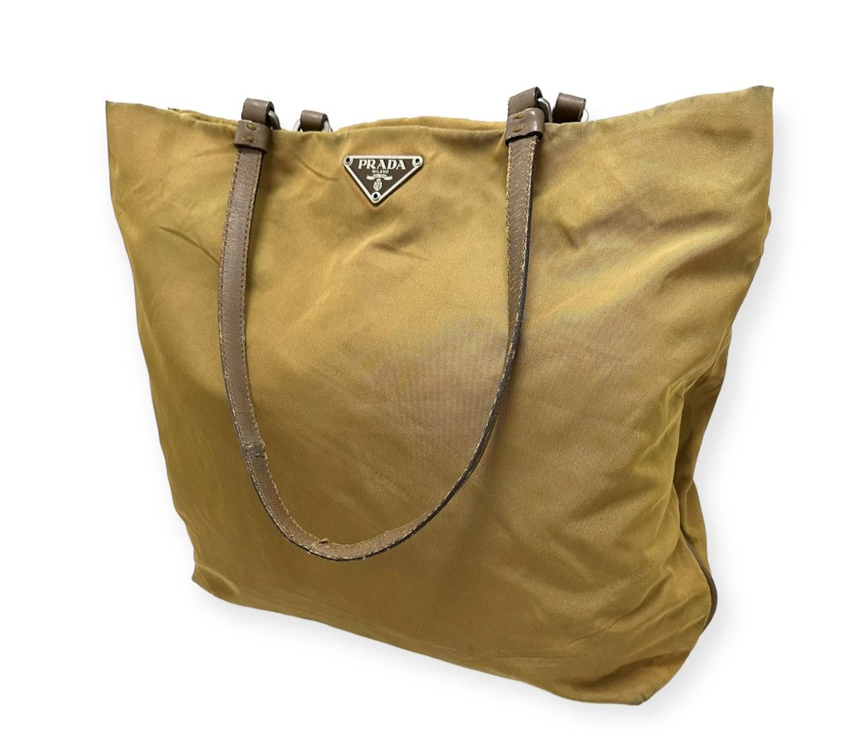 image of Prada 90's Nylon Tote Handcarry Bag in Brown, Women's
